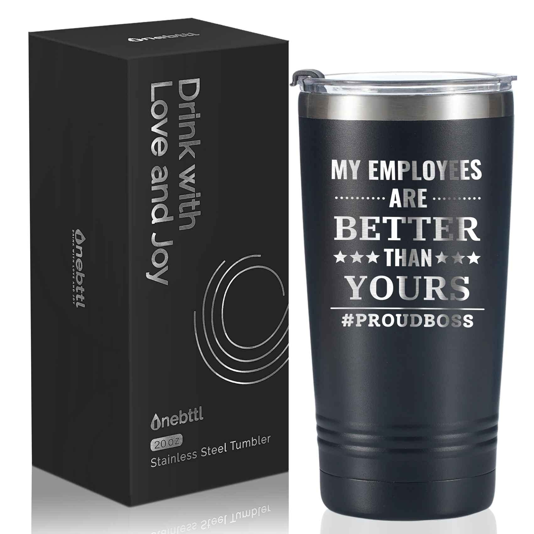 Onebttl Boss Gifts for Men, 20oz Engraved Stainless Steel Insulated Travel Mug, Perfect Boss Idea for Men/Male in Boss Day, Birthday, Christmas, Appreciation, Office - Proud Boss