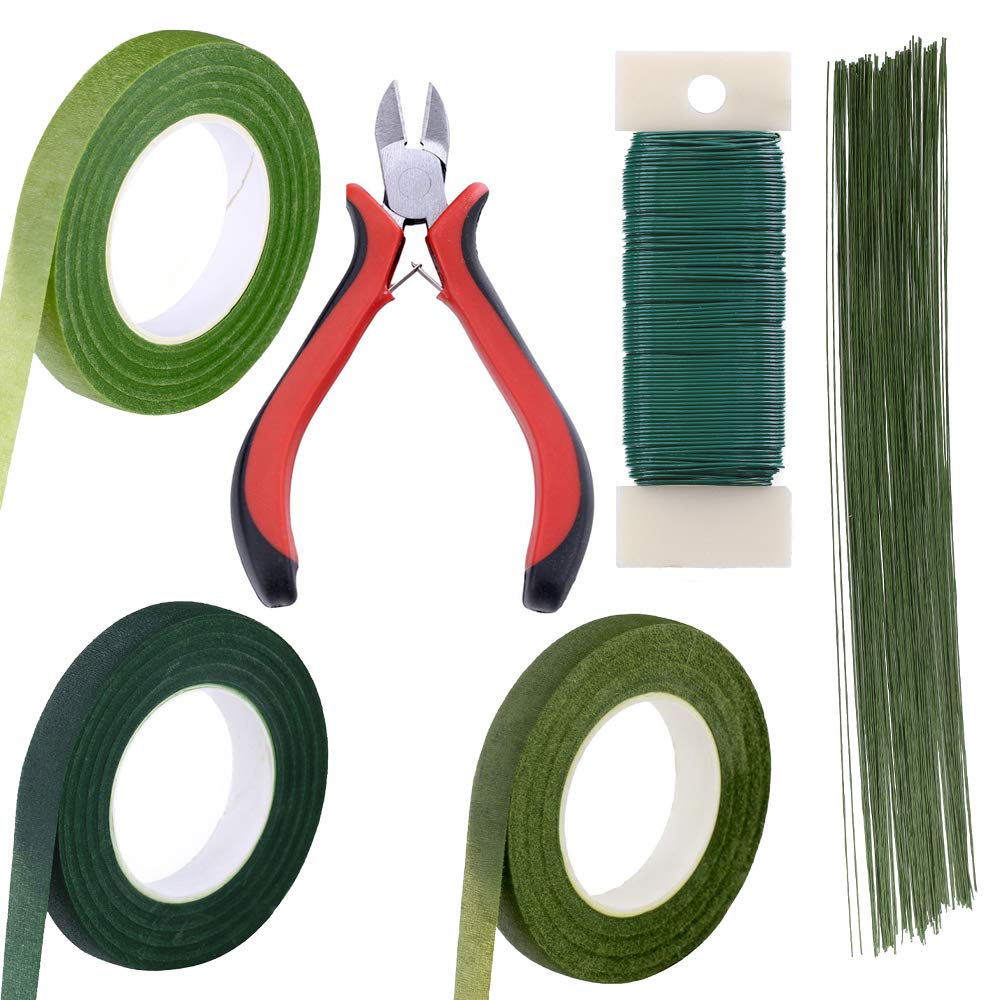 Supla Floral Arrangement Kit Floral Tools Wire Cutter Stem Wire Floral Wire 26 Gauge and 22 Gauge Wire Green Floral Tapes for Bouquet Stem Wrap Florist