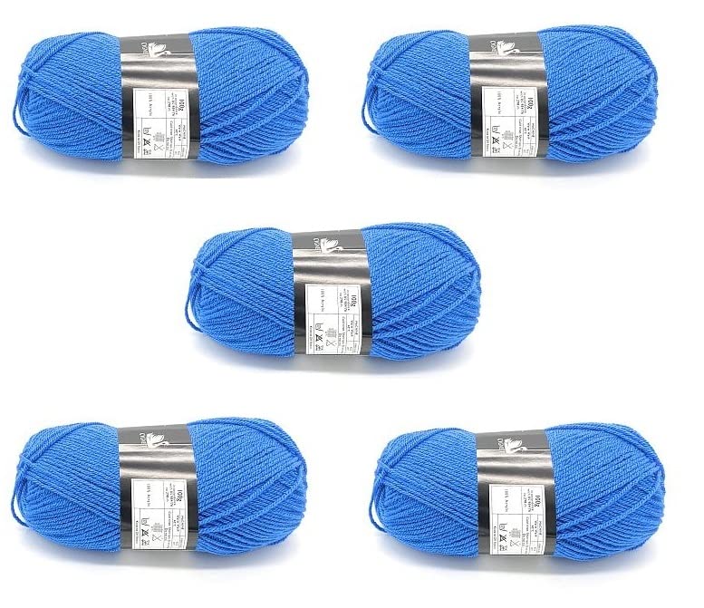 Pack of 5 x 100g Balls Blue Cygnet Double Knitting Wool - Saxe