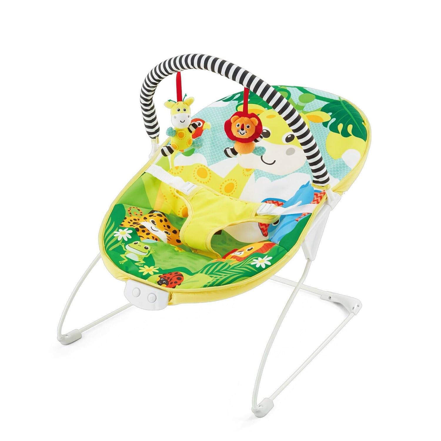 LADIDA Baby Bouncer, Bright and Colourful Safari Theme, Soothing Music and Vibration to Relax and Entertain Baby