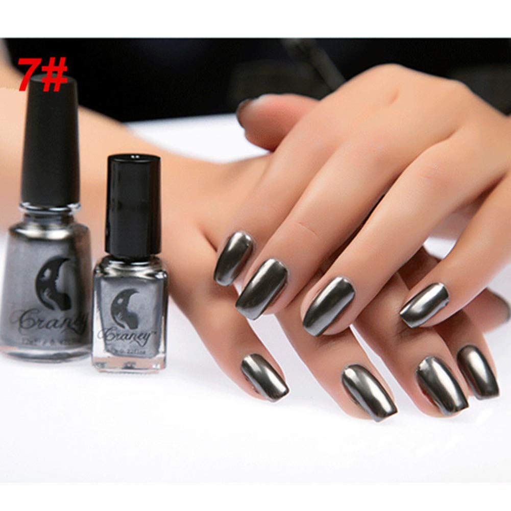 Acamifashion 6ml Metallic Chrome Mirror Effect Manicure Tool Nail Art Polish Varnish Sticker - #7 Mirror Obsidian Black