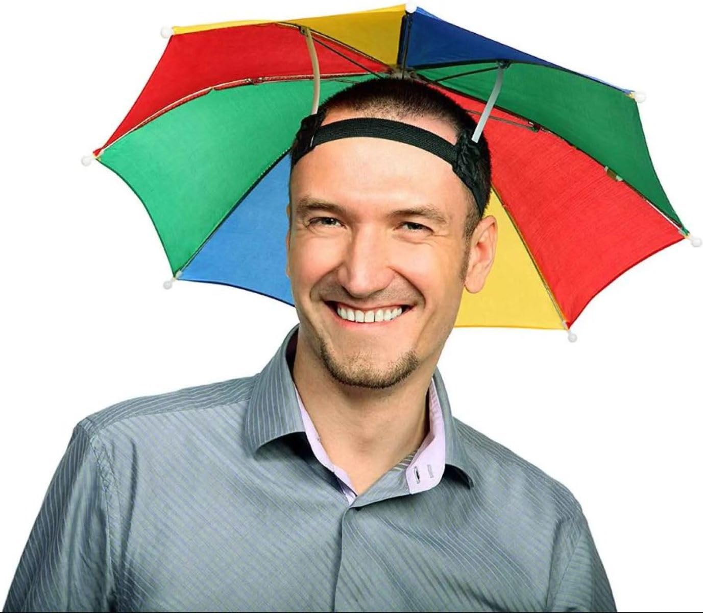 INFISPACE Men's & Women's Cap Headwear Umbrella Hat for Outdoor Sun Rain Protection (21 inches)