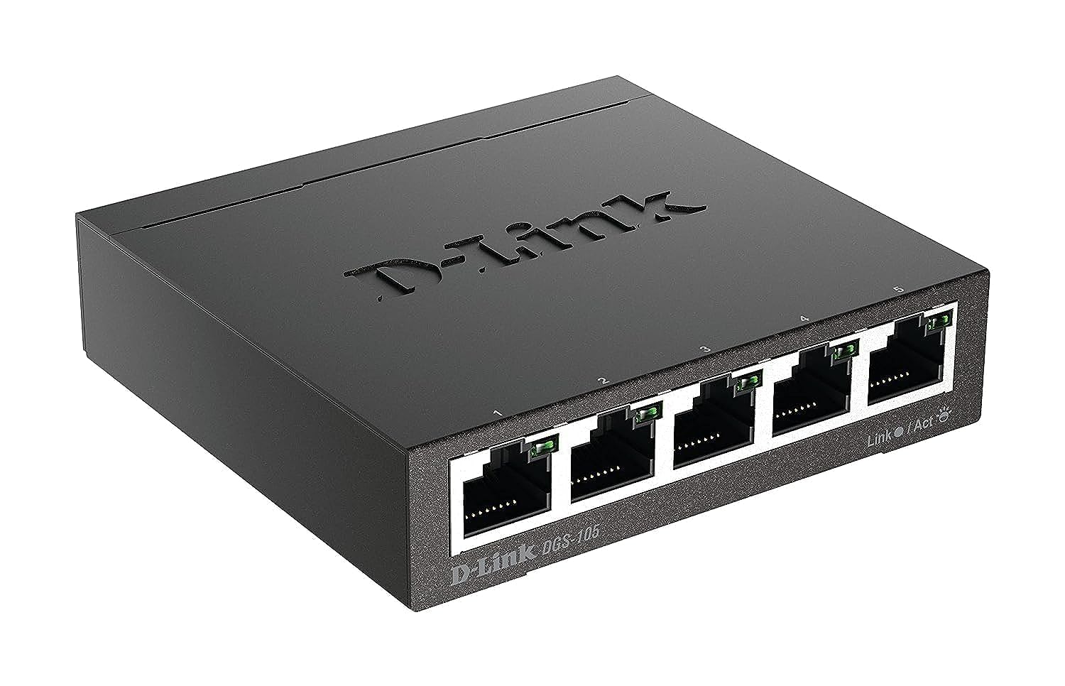 D-LinkEthernet Switch, 5 Port Gigabit Unmanaged Metal Desktop Plug and Play Compact (DGS-105),Black