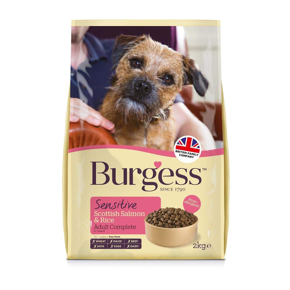 Burgess Sensitive Salmon Plus Rice for Adult Dog, 2 kg, Pack of 4