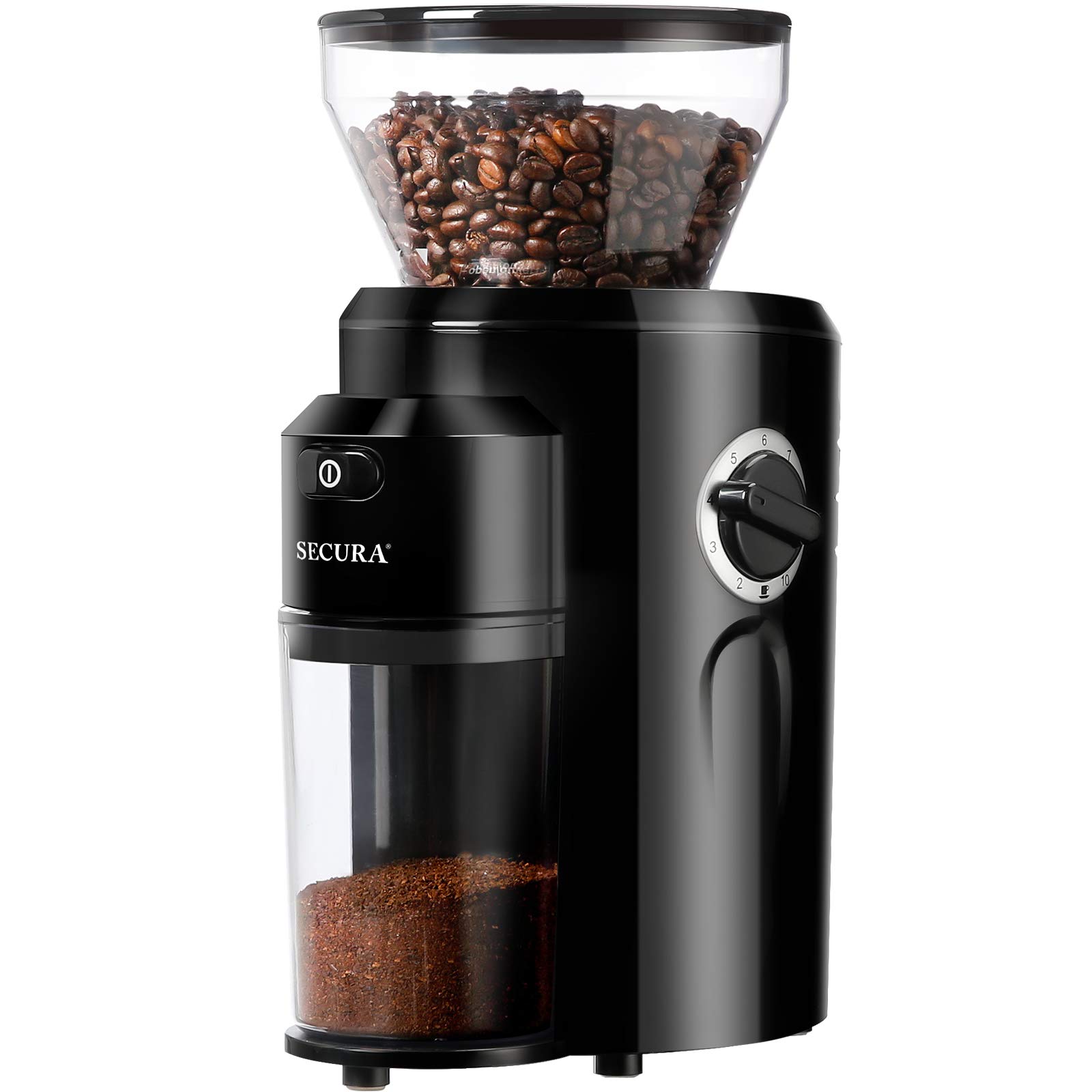 Secura Conical Burr Coffee Grinder, Electric Coffee Grinder with 18 Grind Settings, Adjustable Burr Mill Coffee Bean Grinder for 2-10 Cups