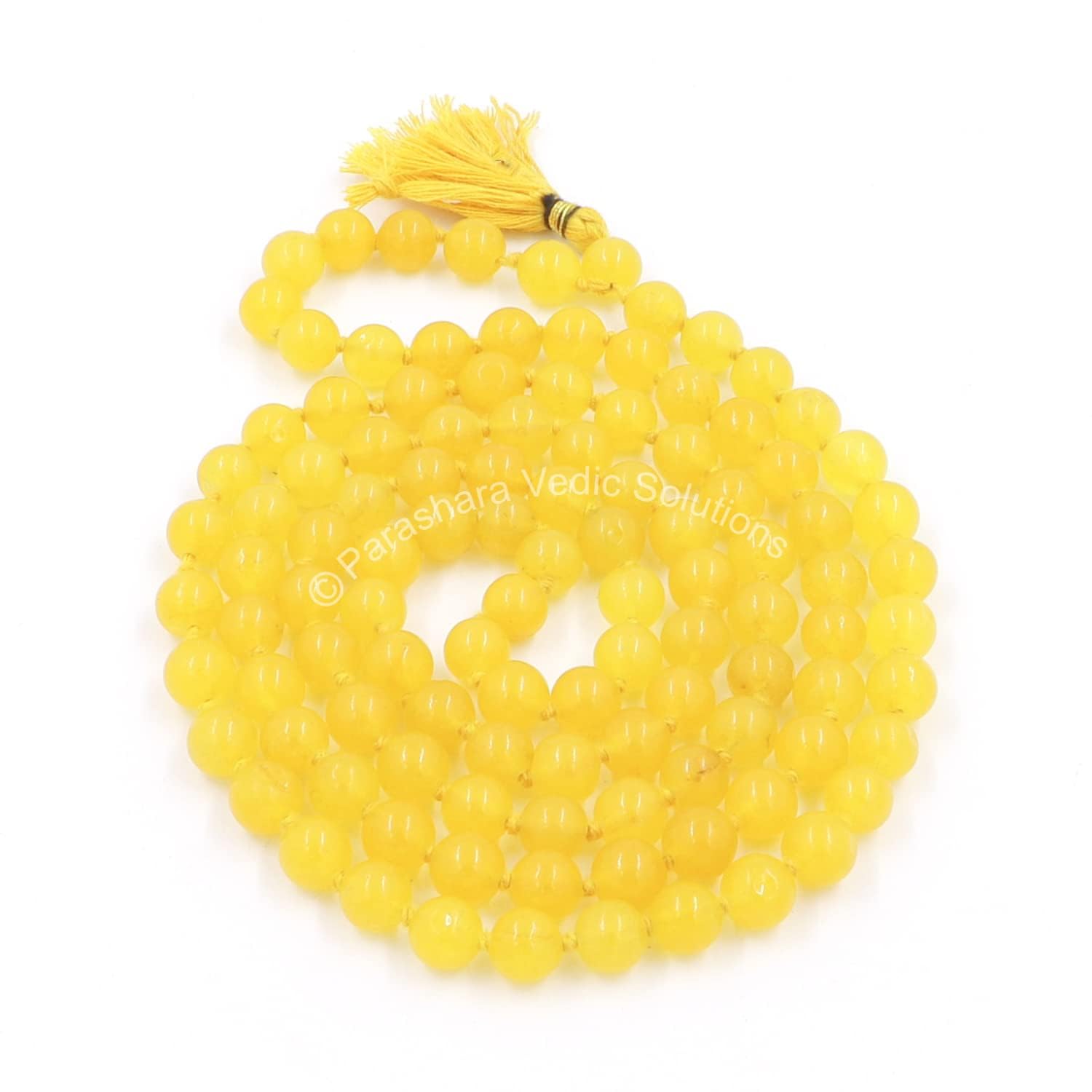 ARKAM Unisex Adult Certified Yellow Hakik Mala/Yellow Hakeek Mala/Yellow Agate Mala/Yellow Stone Mala (Size: 6Mm, Length: 30 Inches, Beads: 108+1)