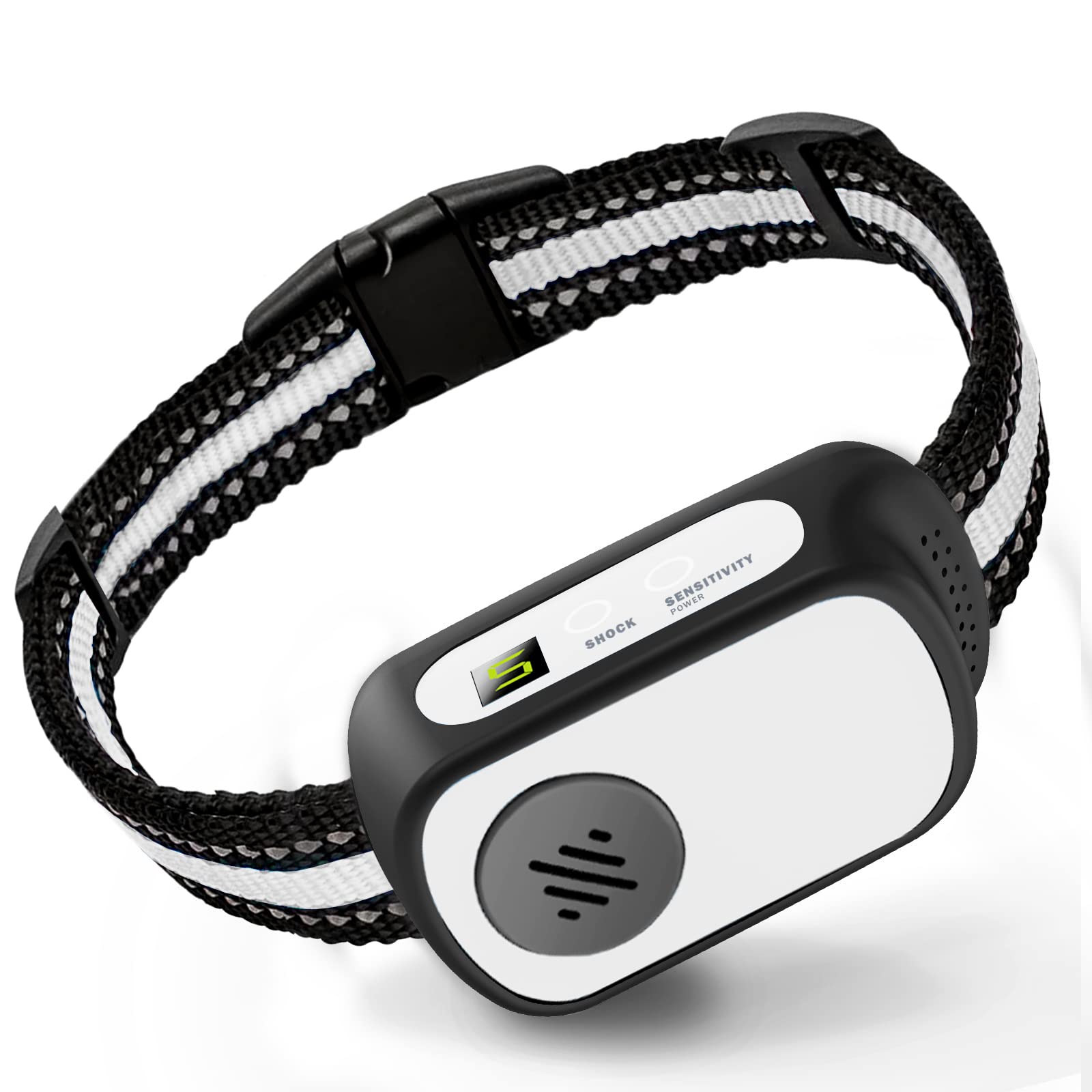 Rechargeable Dog Bark Collar with Beep Vibration and Shock,Anti Barking Collar for Small Medium Large Dogs, Humane Dog Training Device with 5 Adjustable Sensitivity Levels (White)