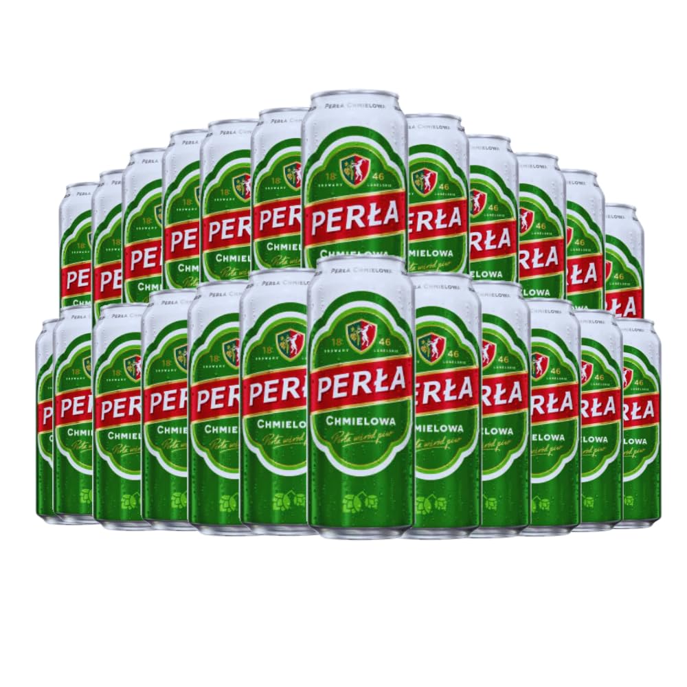 Perla Chmielowa Polish Lager Beer 500ml cans | beer Case for Parties, Summer BBQs (Pack of 24)