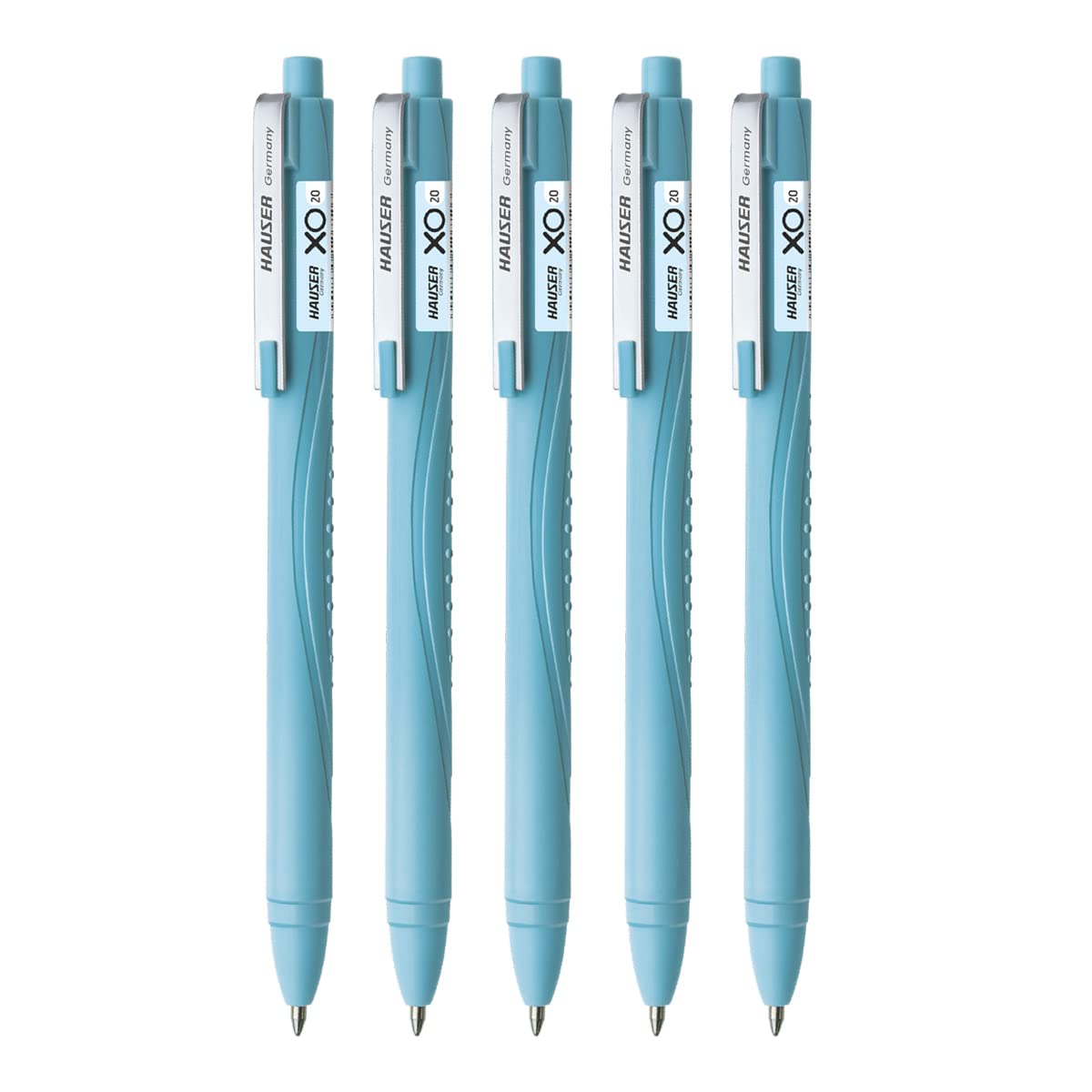 Hauser Germany Xo 20 Retractable Ball Pen Box Pack | 0.7 Mm Tip Size | Comfortable Grip With Smudge Free Writing | Smooth, Sturdy & Refillable Pen | Blue Ink, Pack Of 5