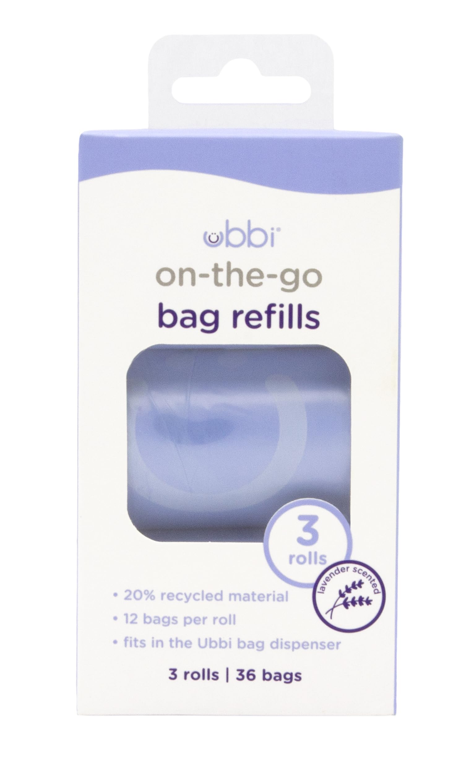 Ubbi On-the-Go Refill Bags, Lavender Scented, Value Pack of 36, Baby On The Go Diapering Essentials