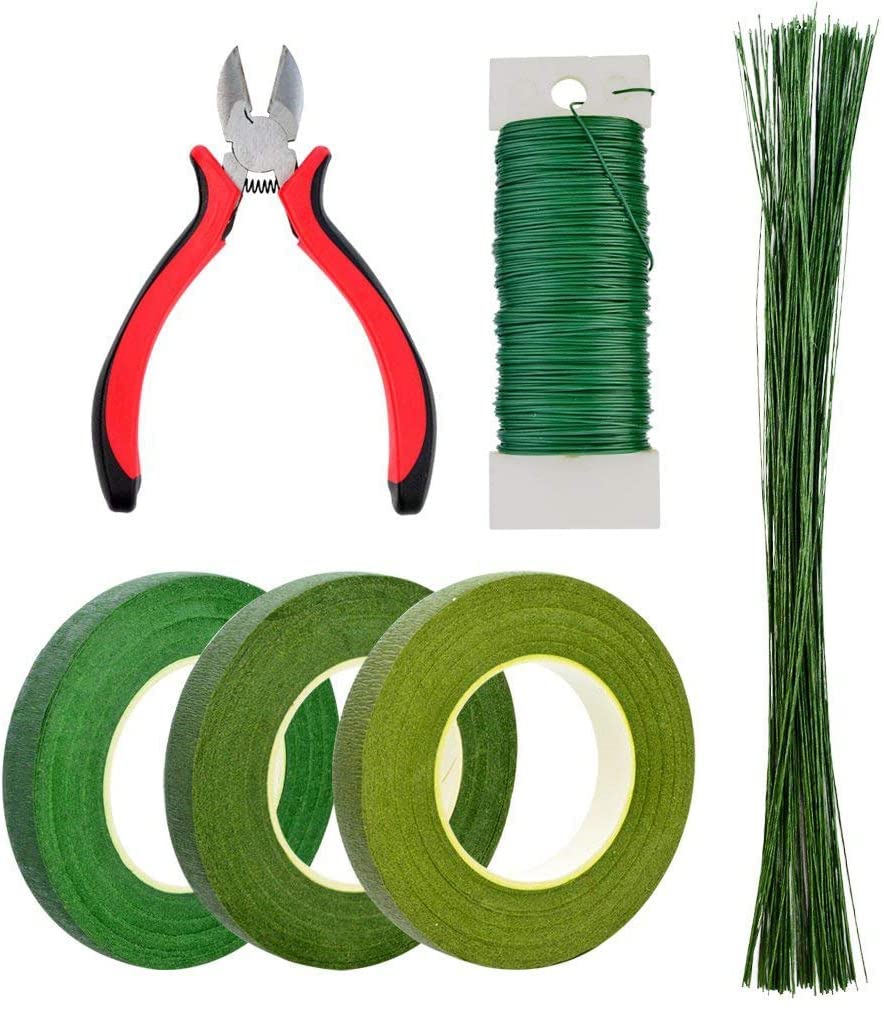 AYF Floral Arrangement Kit Floral Tools Wire Cutter Stem Wire Floral Wire 26 Gauge and 22 Gauge Wire Green Floral Tapes for Bouquet Stem Wrap Florist