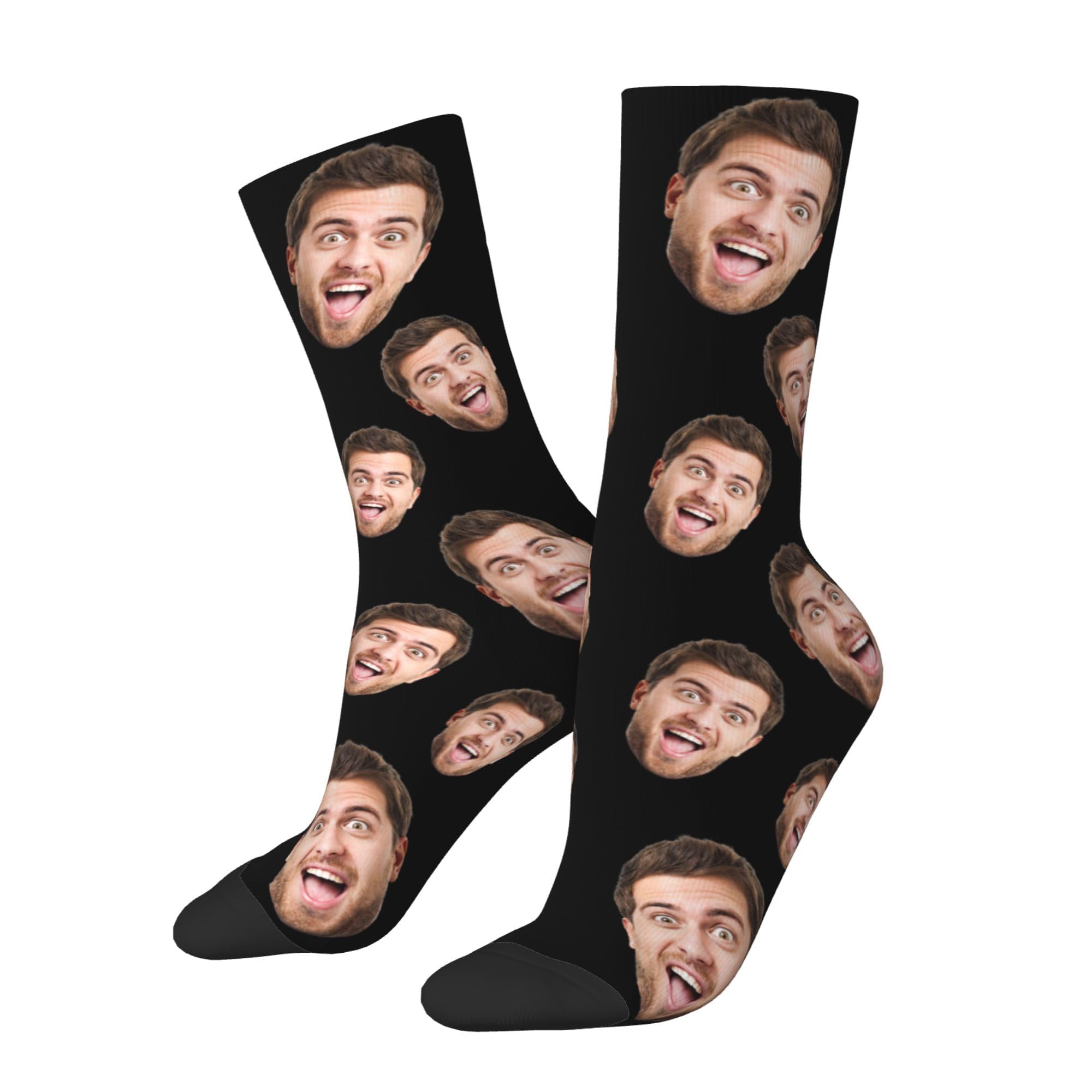 FEICANSEN Custom Face Socks with Photo, Personalised Socks with Dog Pet Picture Print Customised Unisex Crew Sock Gifts for Men Women