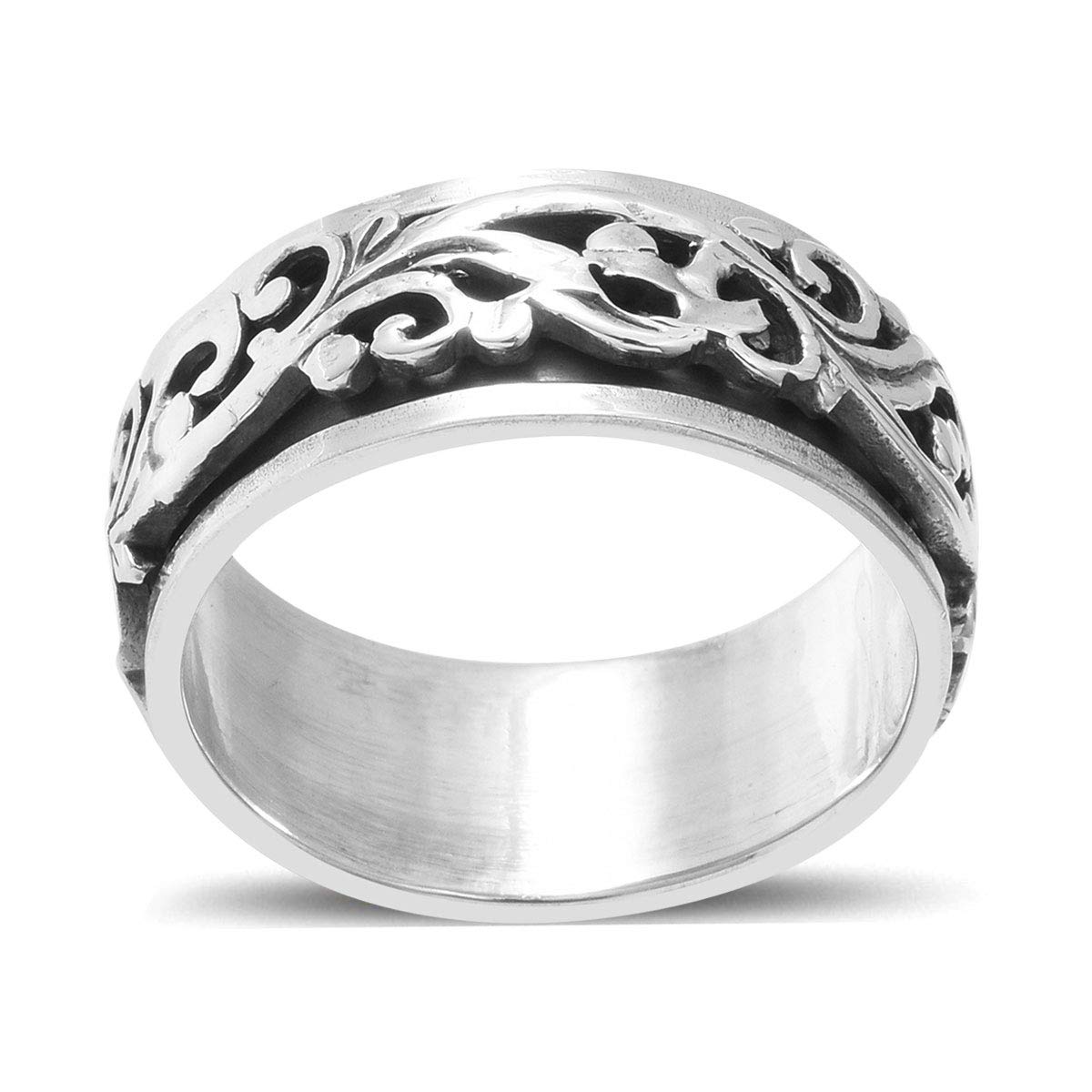 SHOP LC DELIVERING JOYShop LC 925 Sterling Silver Fidget Ring Spinner Ring Moon Star Anxiety Ring for Women Men Platinum Plated Jewelry Birthday Mothers Day Gifts for Mom