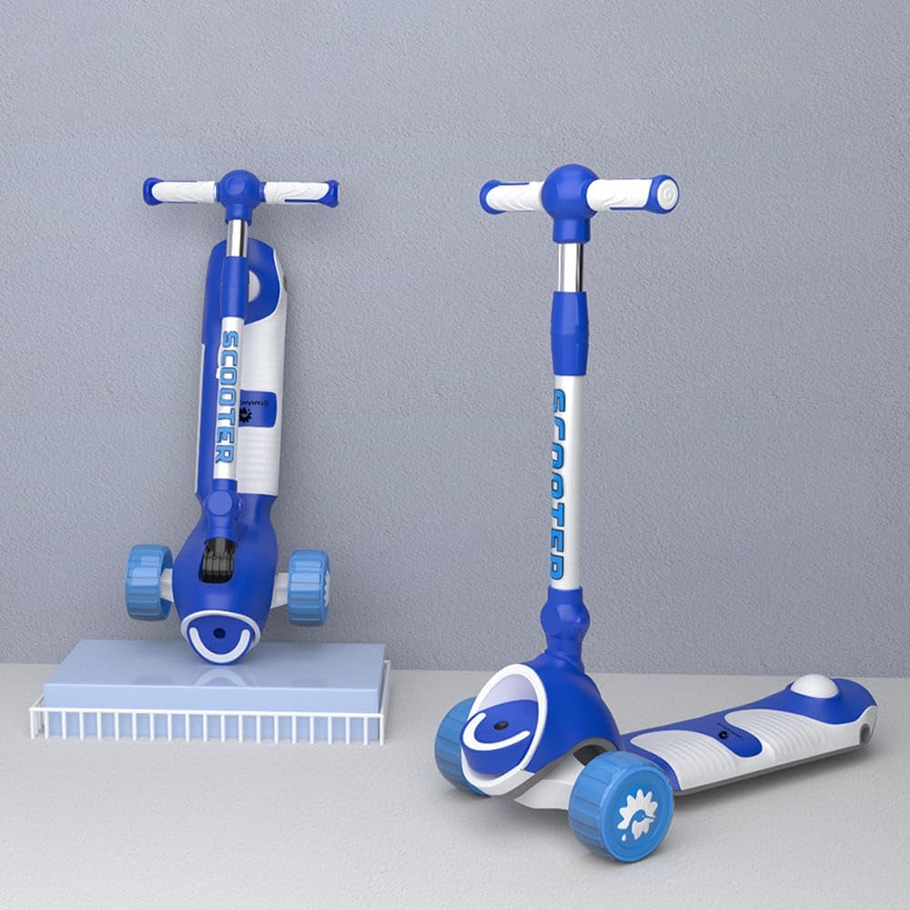 Staranddaisy Kick On Scooter For Kids With Extra Wide Pu Light-Up Wheels, Kids Scooter With Height Adjustable Handlebar And Strong Thick Deck, Scooter - Blue