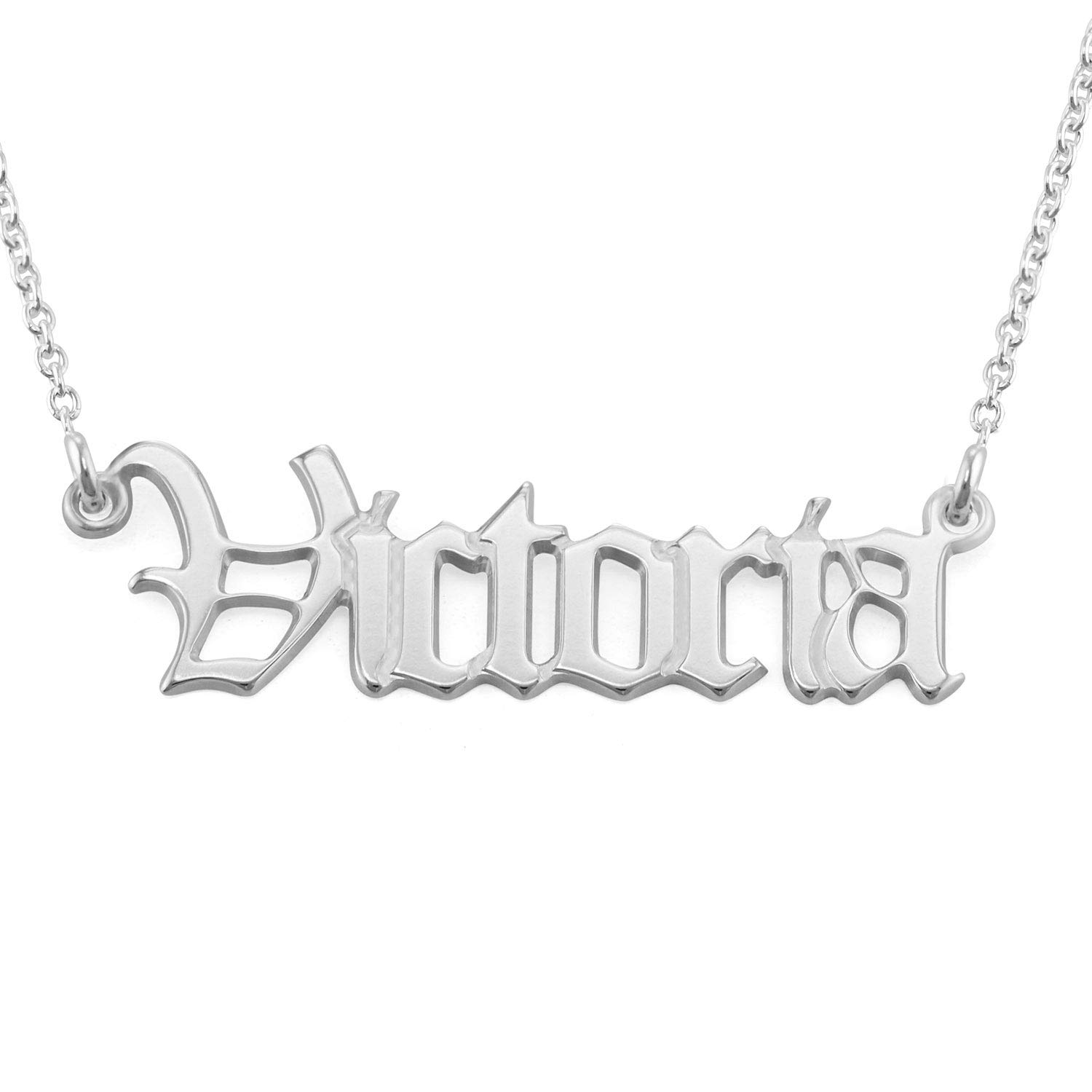 Personalized Old English Font Name Necklace -Custom Jewelry Nameplate Christmas Jewelry Gift