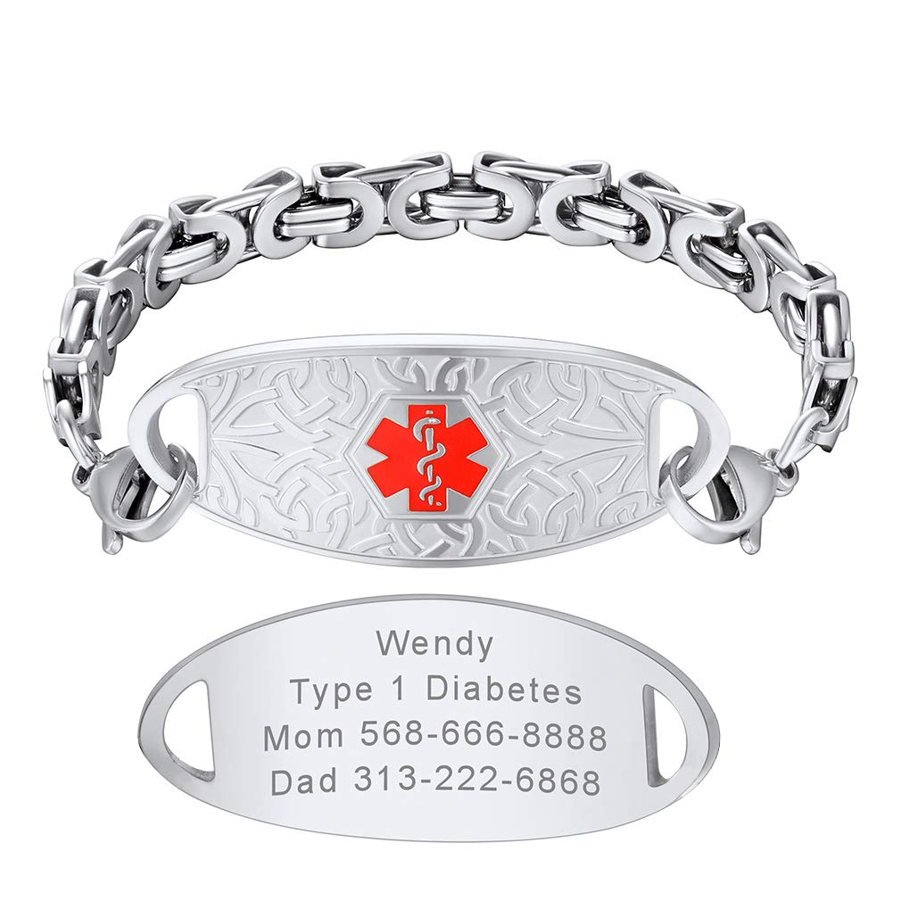 SupcareCustomizable Medical Alert Bracelets for Women Men,Come with Medical Card (Gift Wrapped)