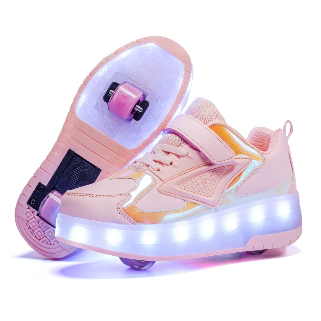 HHSTS Kids Shoes with Wheels LED Light Color Shoes Shiny Roller Skates Skate Shoes Simple Kids Gifts Boys Girls The Best Gift for Party Birthday Christmas Day