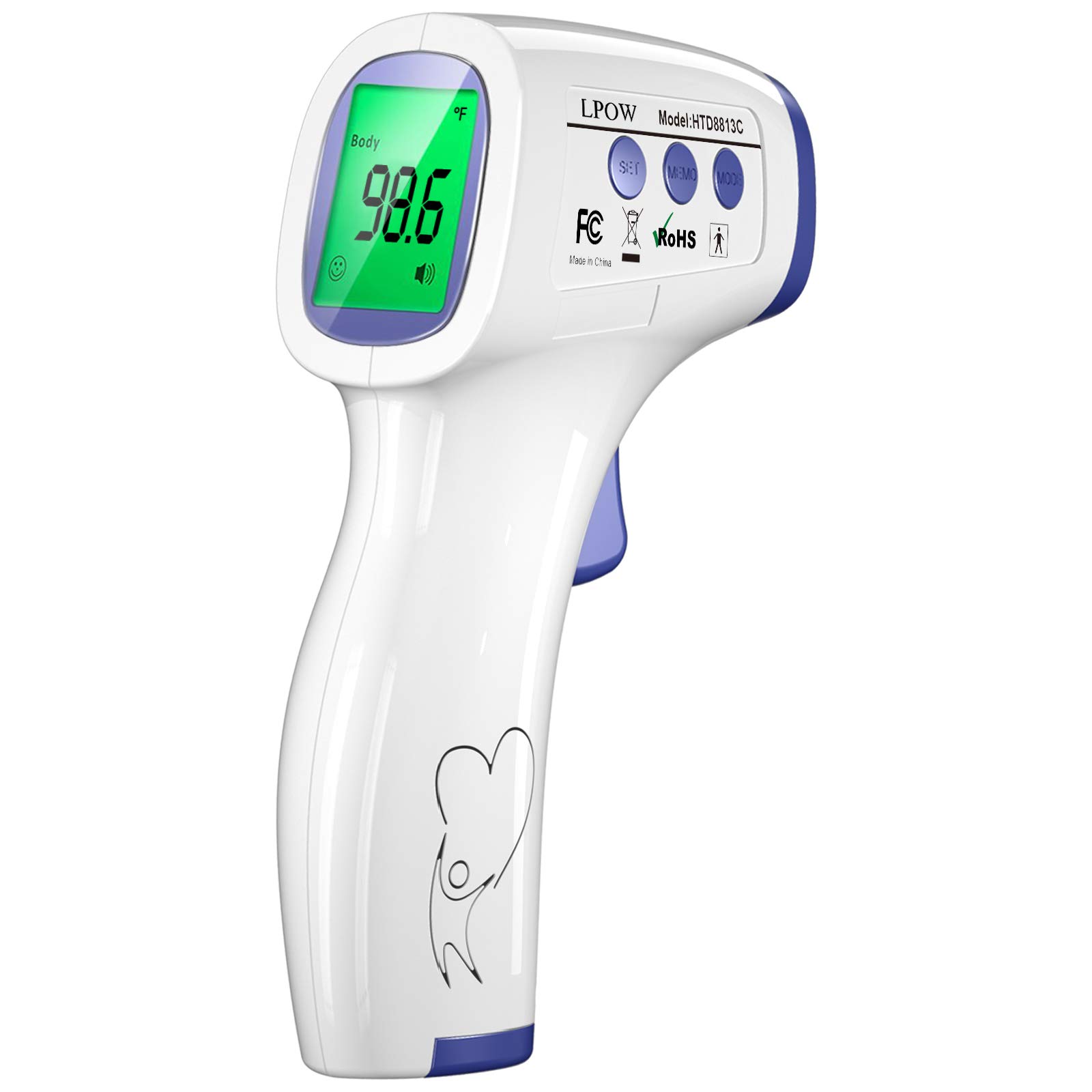 Thermometer for Adults, Non Contact Infrared Digital Thermometer for Fever, Body and Surface Thermometer 2 in 1 Dual Mode White