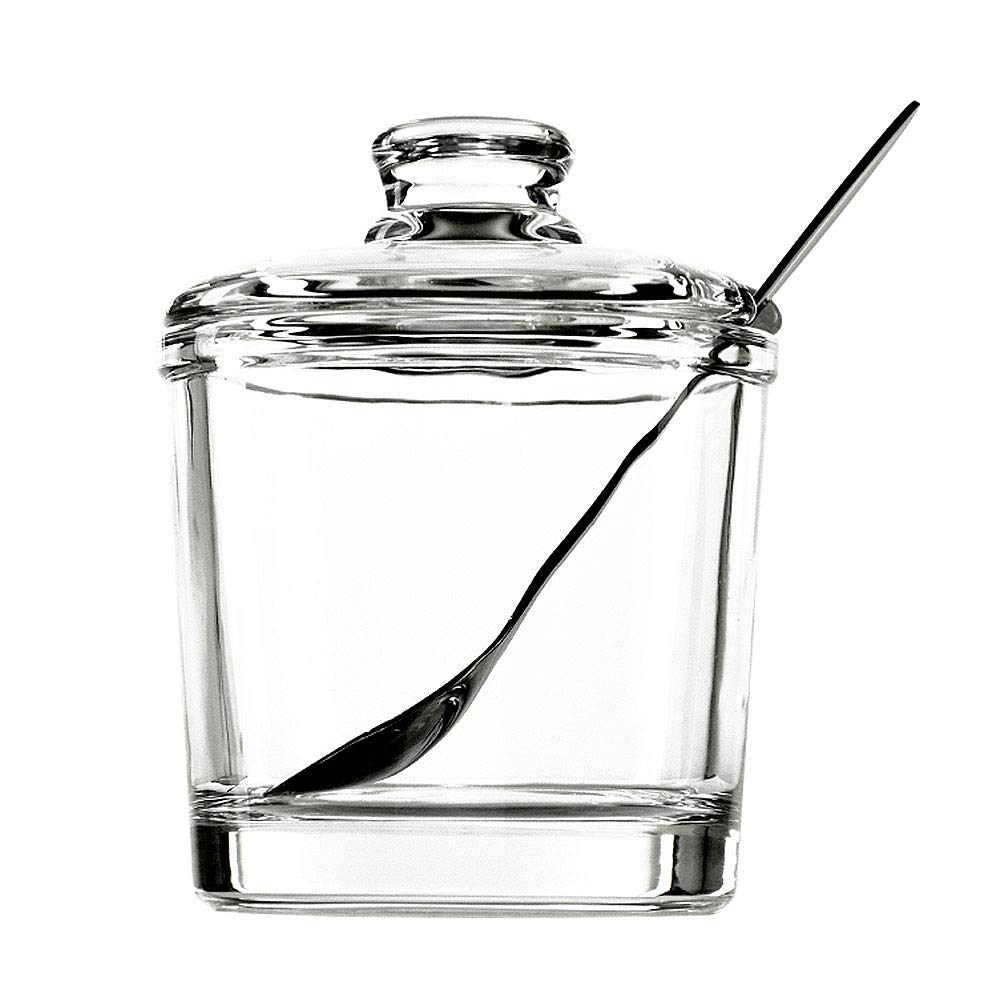 Vencer Sugar Bowl Clear Glass With Lid and Stainless Steel Sugar Serving Spoon, 6.3 Ounces (180 ML),Sugar Canister, Sugar Dispenser, VFO-027