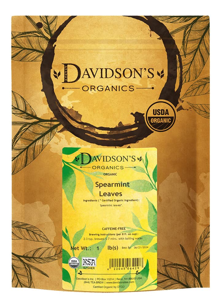 Davidson's Tea Bulk Organic Spearmint Leaves, 16-Ounce Bag