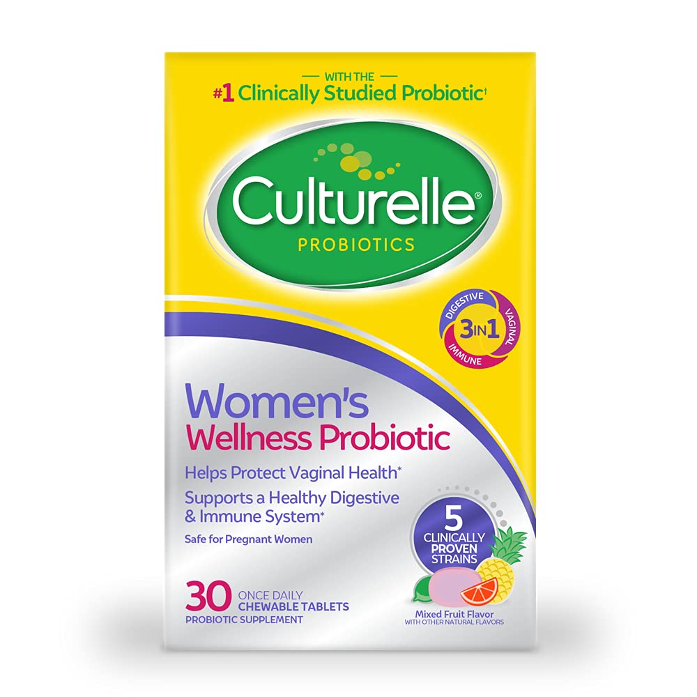 Culturelle Women’s Wellness, Daily Chewable Probiotics for Women - Supports Digestive, Vaginal and Immune Health, Occasional Diarrhea, Gas & Bloating - Non-GMO - 30 Count