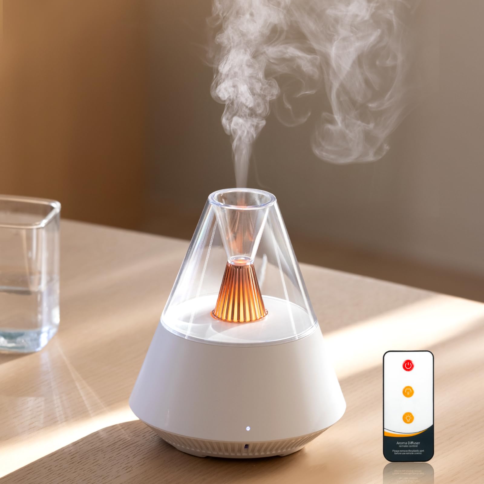 JIAWEN Essential Oil Diffuser, 150ML Ultrasonic Cool Mist Aromatherapy Diffuser, Air Fresh Scented Oil Diffusers Humidifier with Waterless Auto-Off and LED Candle Light for Home, Bedroom, Office, Yoga