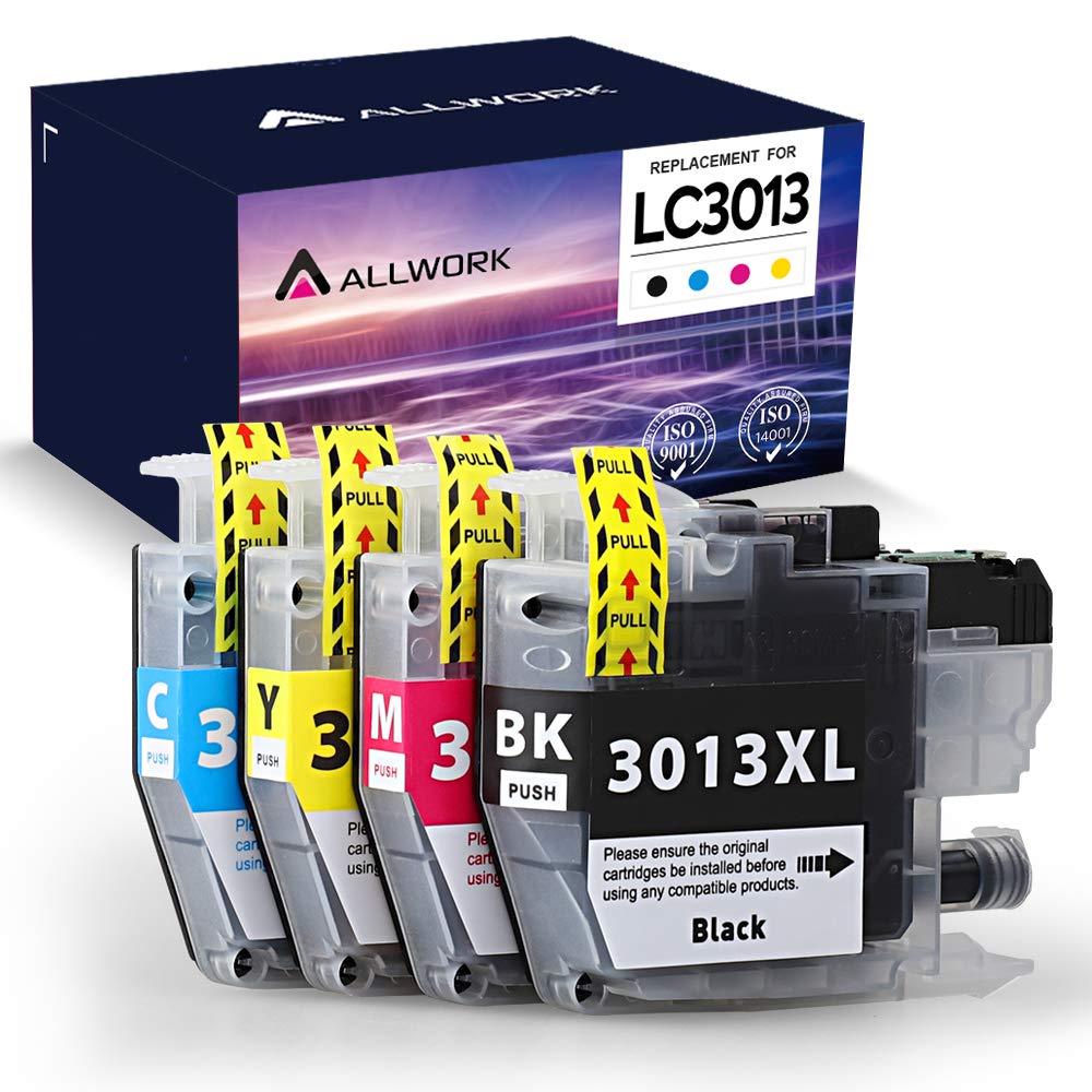 Allwork Compatible LC3013 Ink Cartridges Replacement for Brother LC3013 Ink Cartridges Works with Brother MFC-J895DW MFC-J690DW Brother MFC-J491DW MFC-J497DW Printer 4 Packs (KCMY)