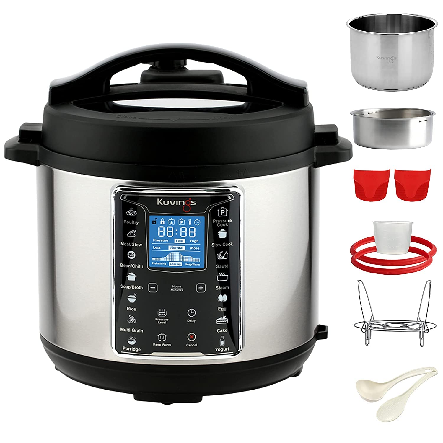 Kuvings Instant Pot 3 Litre Electric Pressure Cooker with Stainless Steel Inner Pot. Pressure Cook, Slow Cook, Saute & More (Kuvings Instant Pot 3L + Accessories)