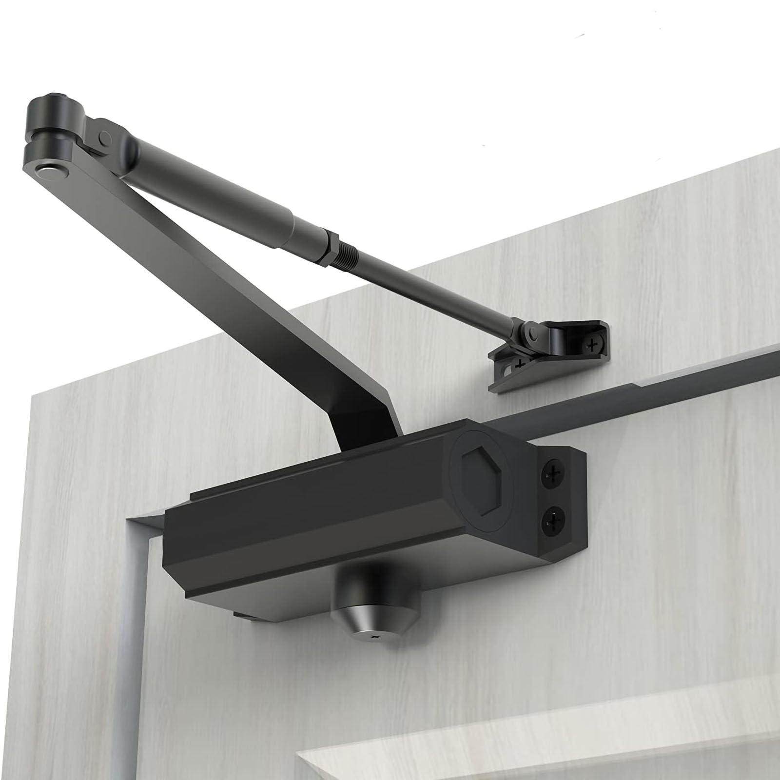 X spring Automatic Door Closer, Hydraulic Door Closers with Easy Installation, Black Concealed Door Closer, Heavy Duty Auto Closer with Aluminum Alloy Material Suitable for Door Weight 25~45 kg