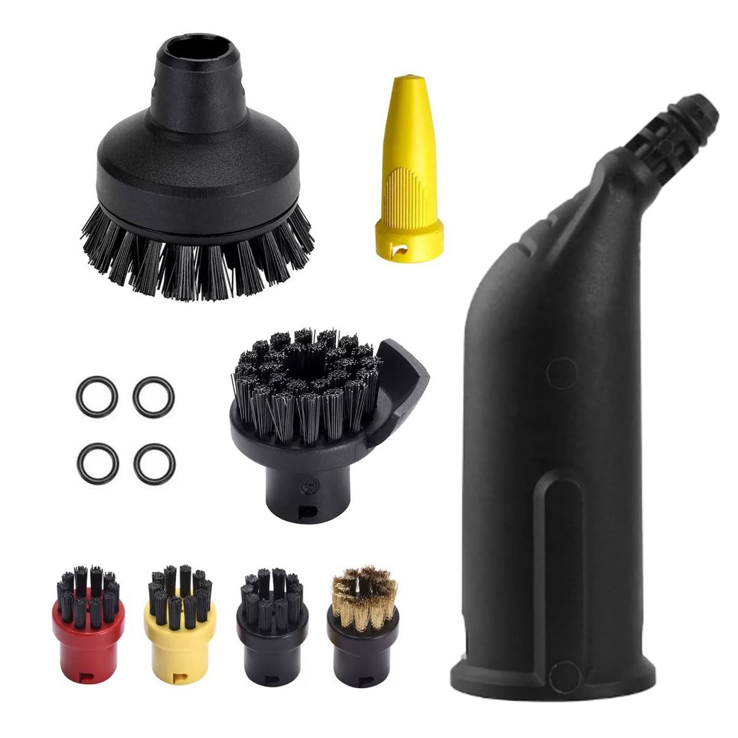 GIONAR12 PCS Round Brush and Nozzle Set for Kärcher SC1 SC2 SC3 SC4 SC5 SC7 CTK10 CTK20 Steam Cleaner Accessories, Steam Cleaning Nylon Round Brush and Nozzle for Karcher