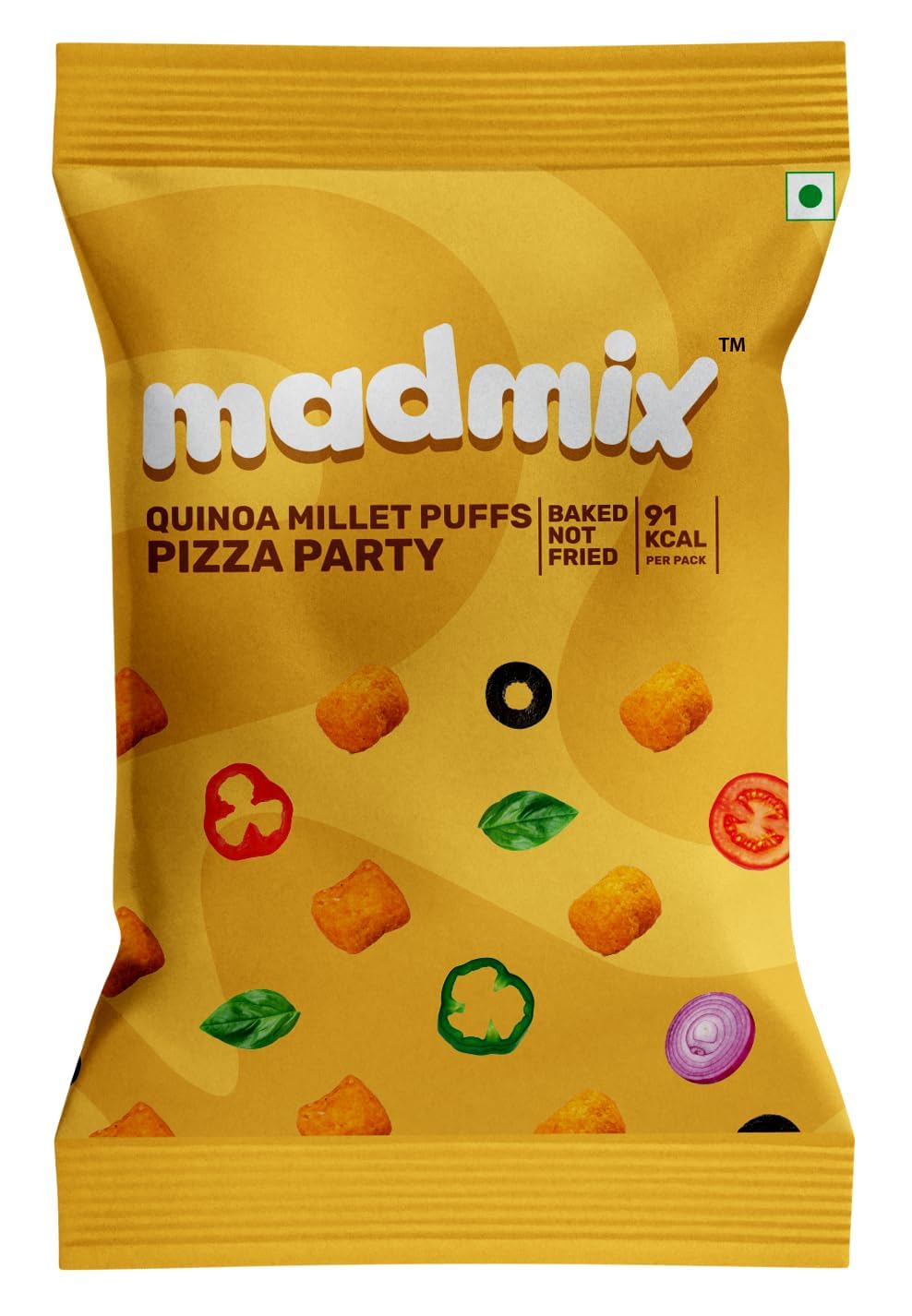 Madmix Quinoa Millet Puffs-Pizza Party Gluten-Free | Italian-Inspired Vegan Snack | Baked, Not Fried 25g