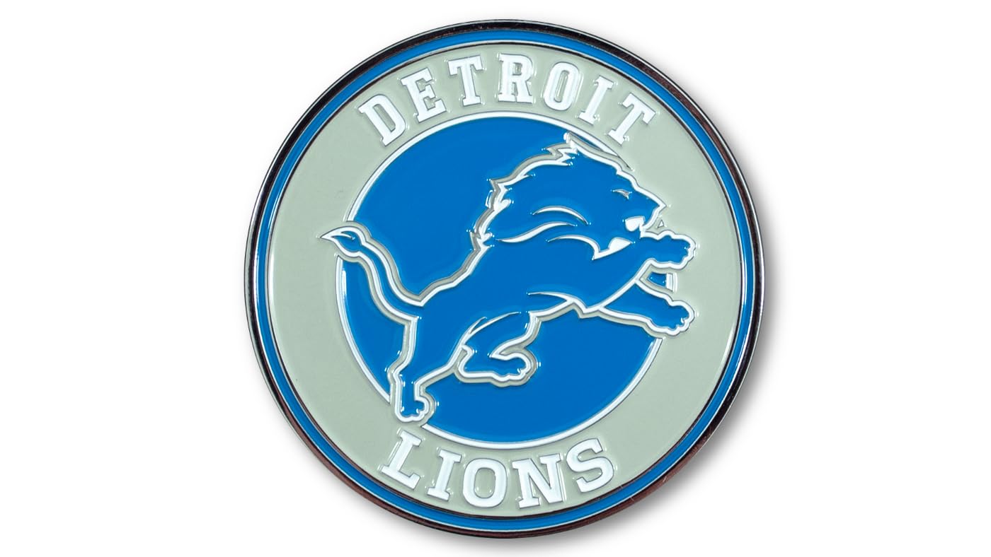 Detroit Lions NFL Metal 3D Team Emblem by FANMATS – All Weather Decal for Indoor/Outdoor Use - Easy Peel & Stick Installation on Vehicle, Cooler, Locker, Tool Chest – Unique Gift for Football Fan