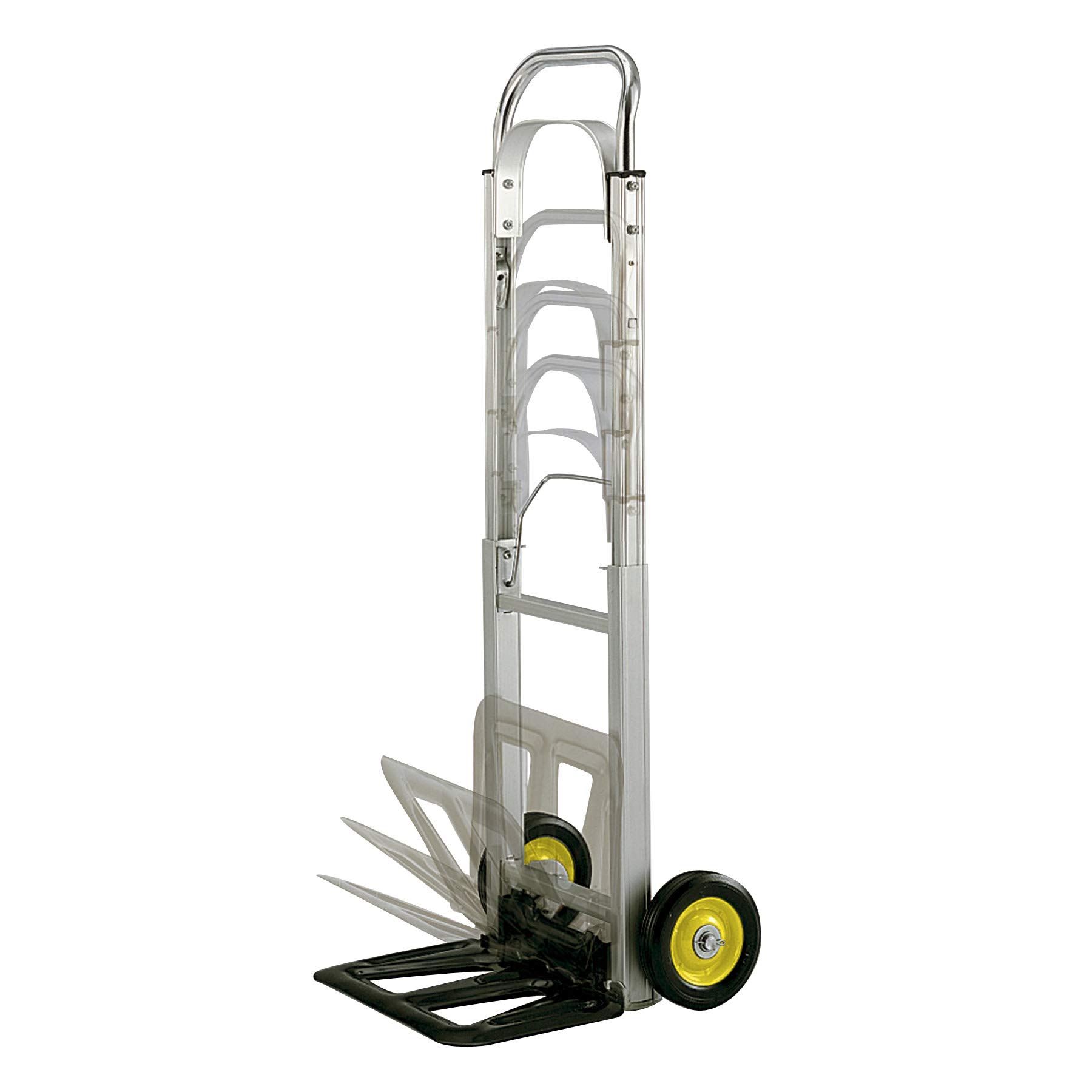 SafcoProducts Hide-Away Fold Up Collapsible Utility Hand Truck, 250 lb Capacity, Aluminum Frame, Steel Toe Plate, 2 6" Smooth Rolling Rubber Wheels