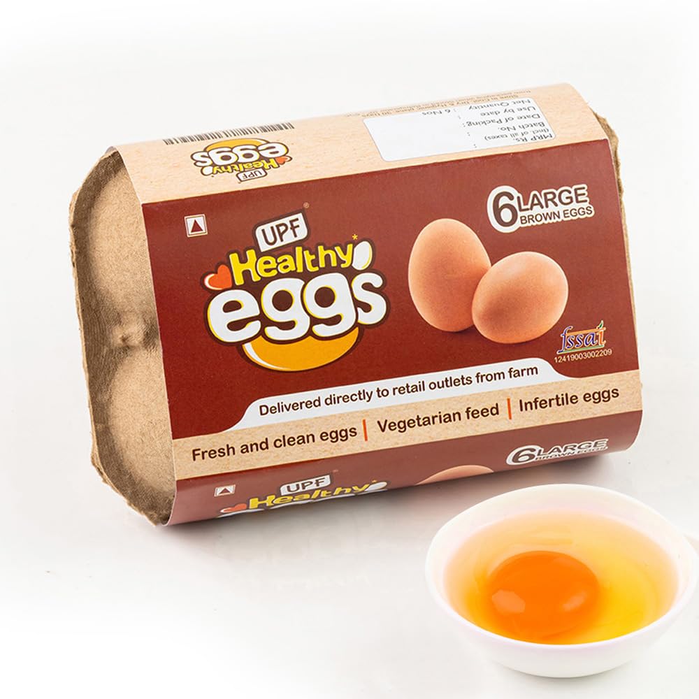 UPF Healthy Brown Eggs, 6 Pieces| Veg Fed| Non-Fertile Eggs