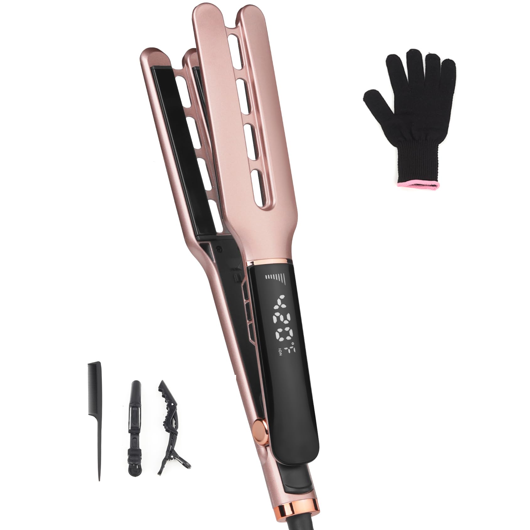 Hair Straightener, Upgraded Hair Straightener with Ceramic Coating for Sleek & Smooth Glide, Digital Display 140°C–230°C, with Glove