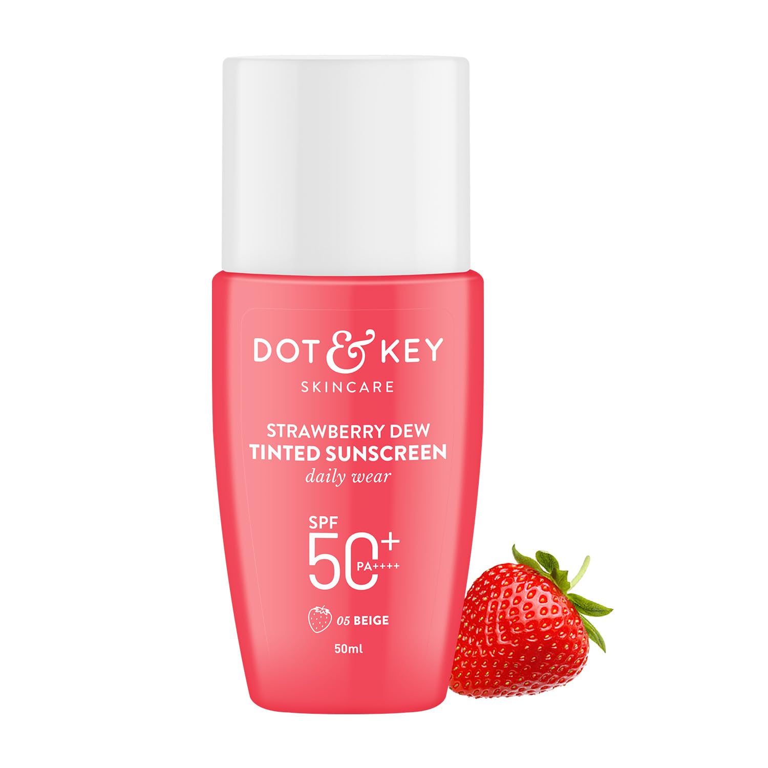 Dot & Key Strawberry Dew Tinted Sunscreen SPF 50+ Pa++++ - 05 Beige | Protection Against UA/UB | Broad Spectrum, Water & Sweat resistant | For All Skin Types | 50ml