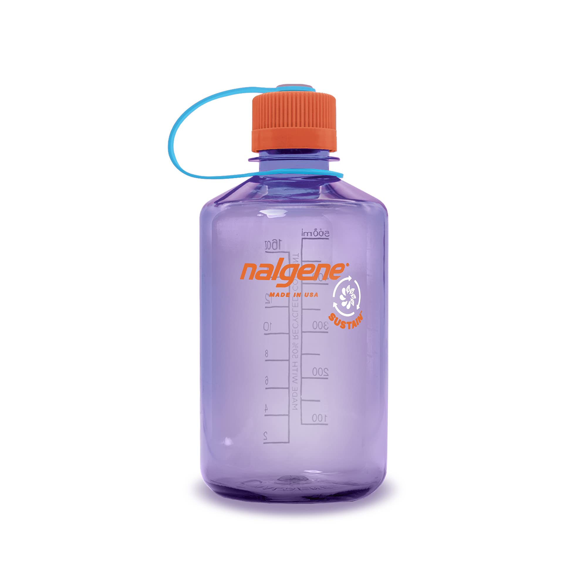 Nalgene Sustain Tritan BPA-Free Water Bottle Made with Material Derived from 50% Plastic Waste, 16 OZ, Narrow Mouth, Amethyst