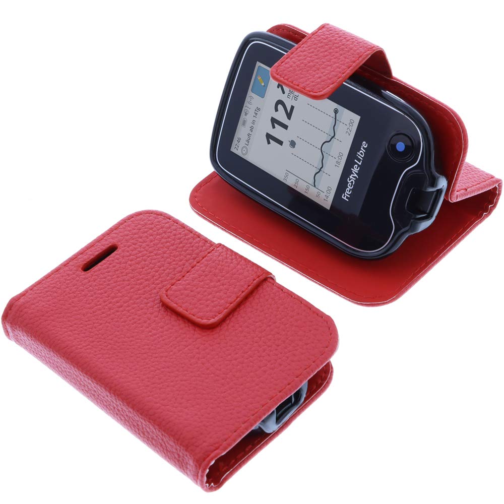 foto-kontor Bag compatible with Abbott Freestyle Libre 2 Book Style red case protection cover book