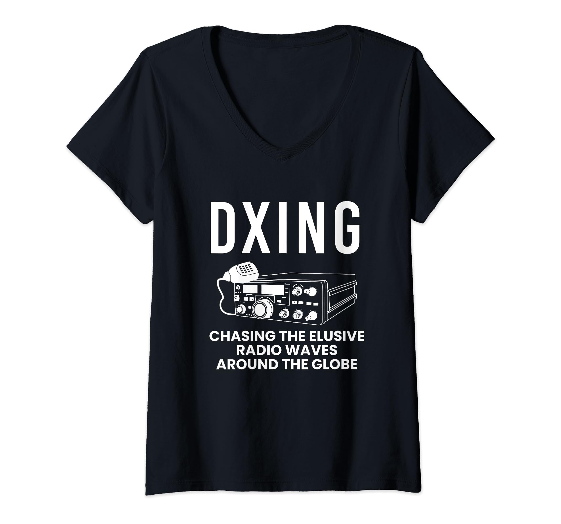 Womens DXING Chasing The Elusive Radio Waves V-Neck T-Shirt