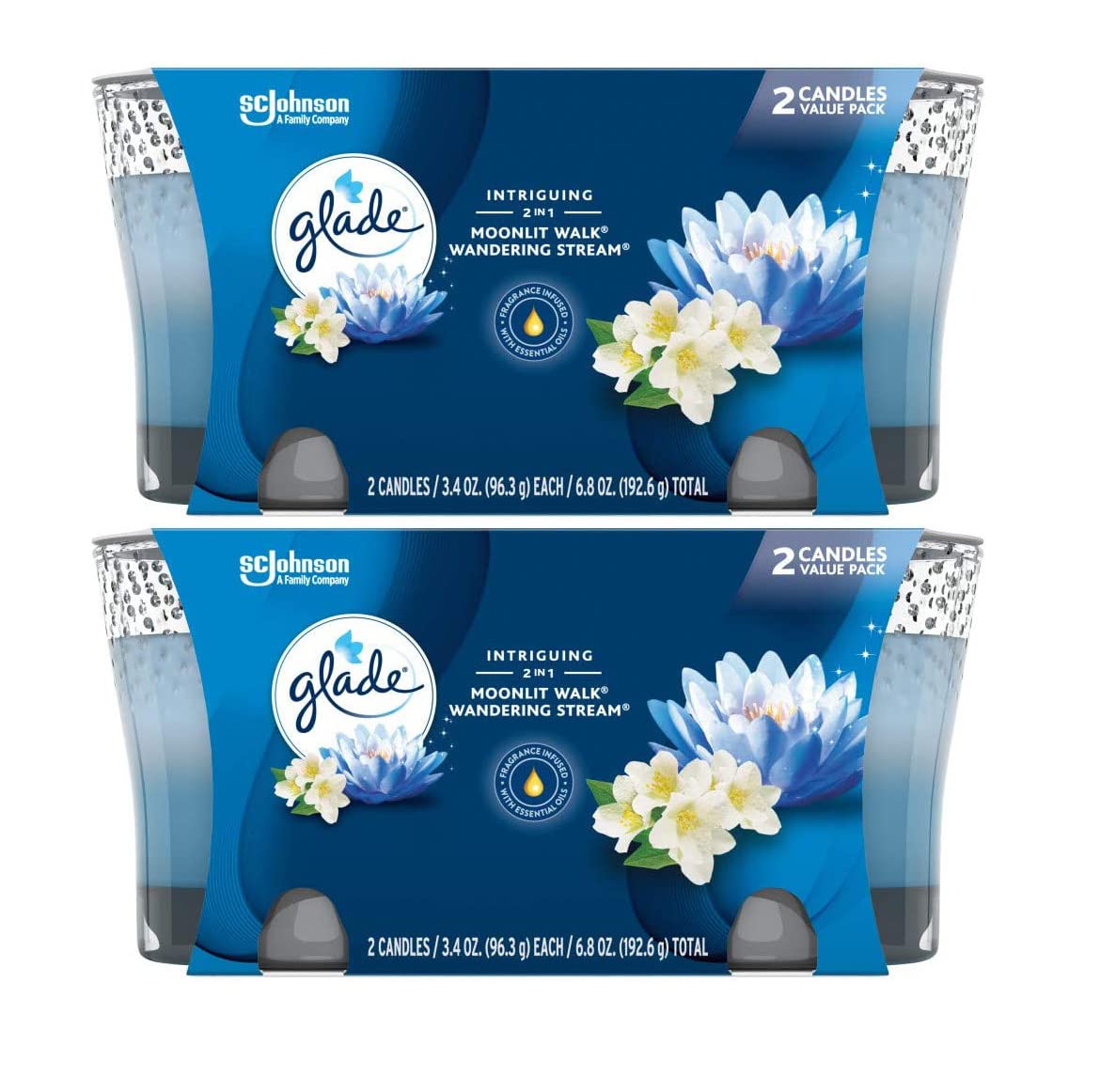 Glade Jar Candles, Fragrance Candles Infused with Essential Oils, Air Freshener Candles, 4 Candles 3.4 Oz (Moonlit Walk)