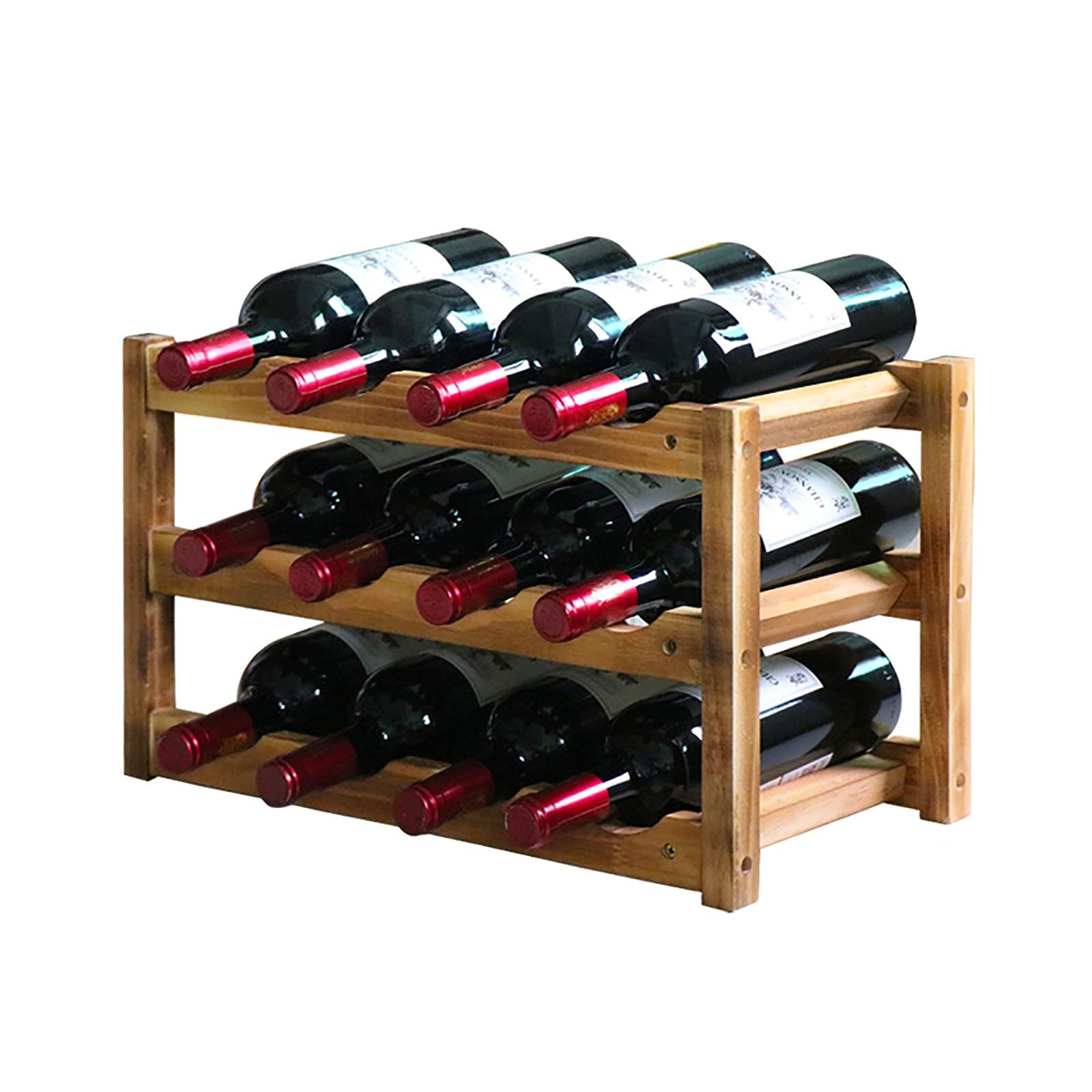 DXY-JJ 3 Tier Wine Rack，Wooden Tabletop Wine Display Rack，Red Wine Storage Shelf ，for Home Kitchen Bar (Color : B)