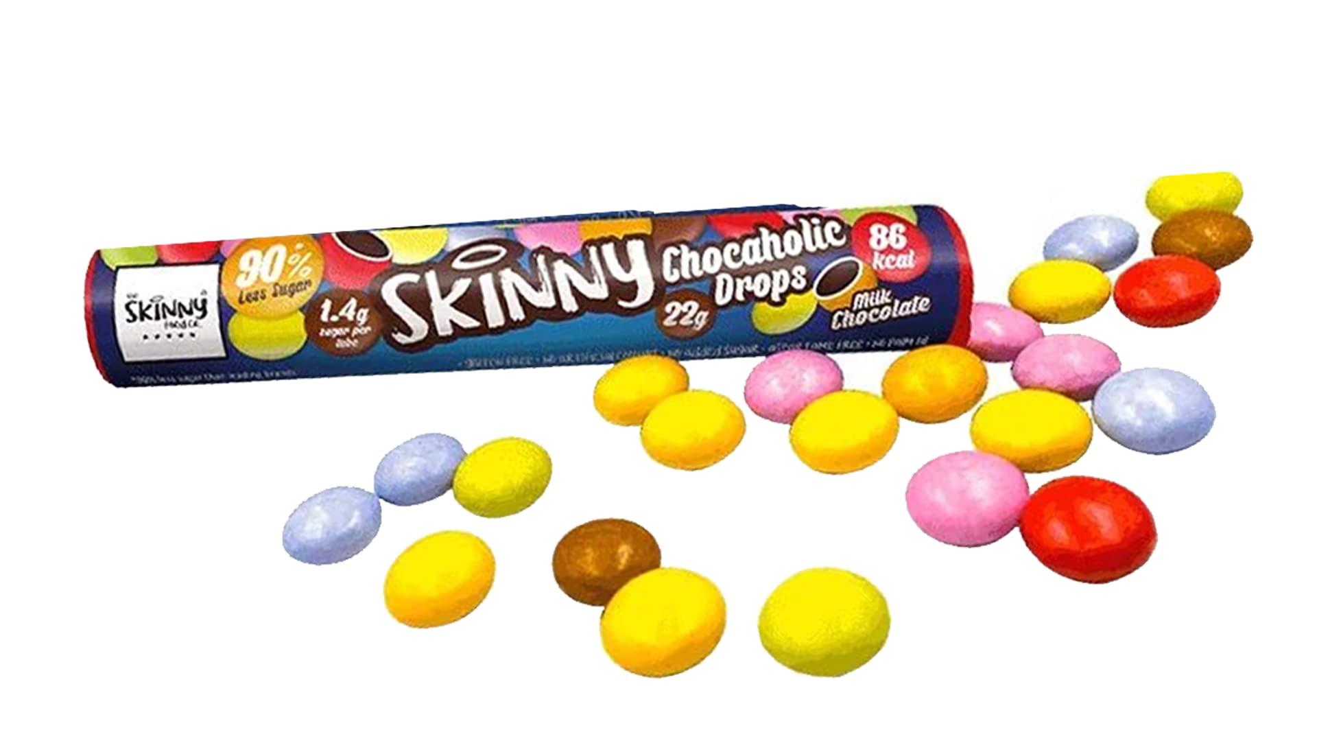 The Skinny Food Co. Skinny Chocaholic chocolate Drops - 90% Less Sugar Vegetarian Friendly Gluten-Free,Guilt-Free,Chocolate Snacking Great for sharing