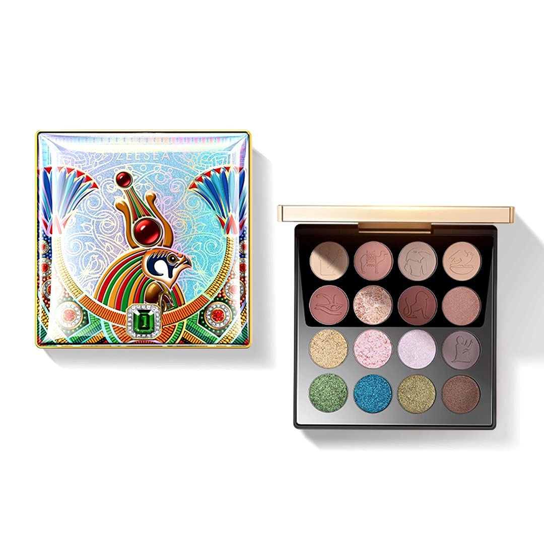 zeeseaThe British Museum Egypt Collection Eyeshadow Shimmer Matte Glitter 16 Colors Eyeshadow Palette (#11 Montu)