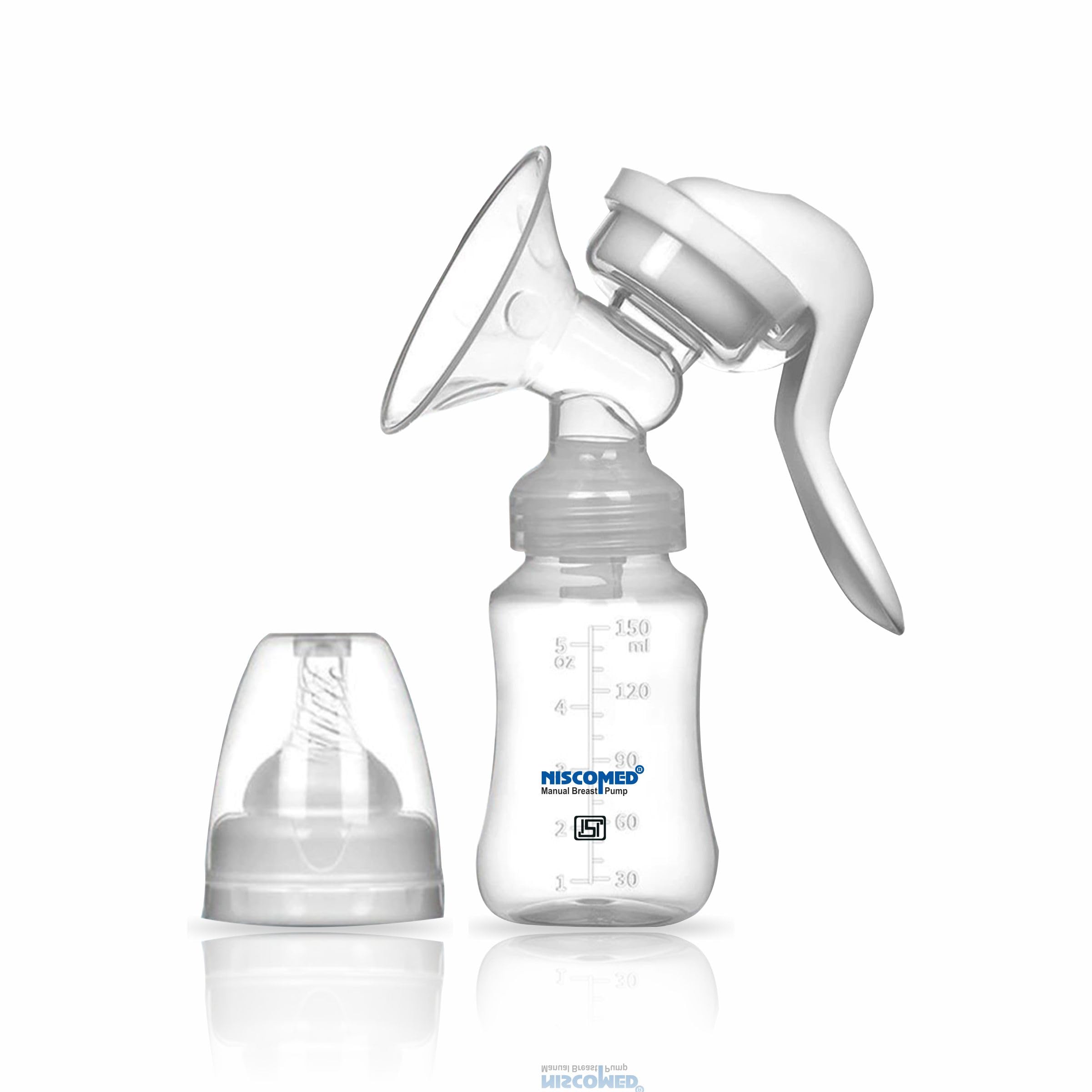 Niscomed Manual Breast Pump - Soft & Gentle - Manual - BPA Free (White) (Pack of 1)