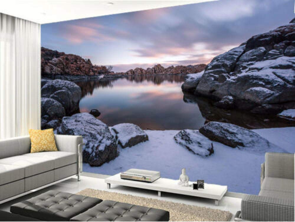 Photo Wallpaper Winter lake sunrise snowy morning full wall-120x100cm-Wall decoration-Poster picture photo-HD print-Living room bedroom office corridor Modern decorative-YCRY Wall mural