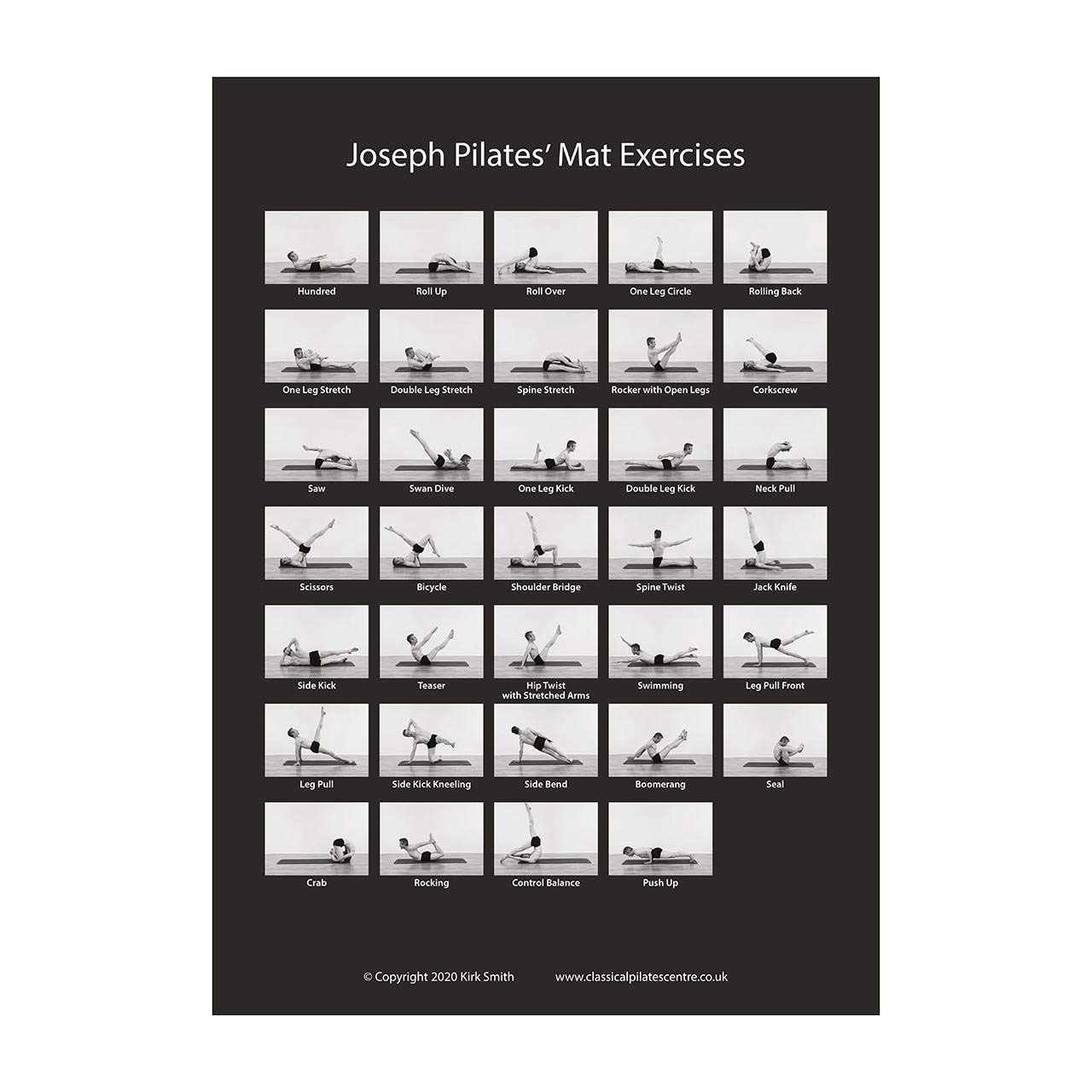 Classical Pilates Centre Ltd - Joseph Pilates' Mat Exercises by Kirk James Smith - A3 Matt Laminated Poster