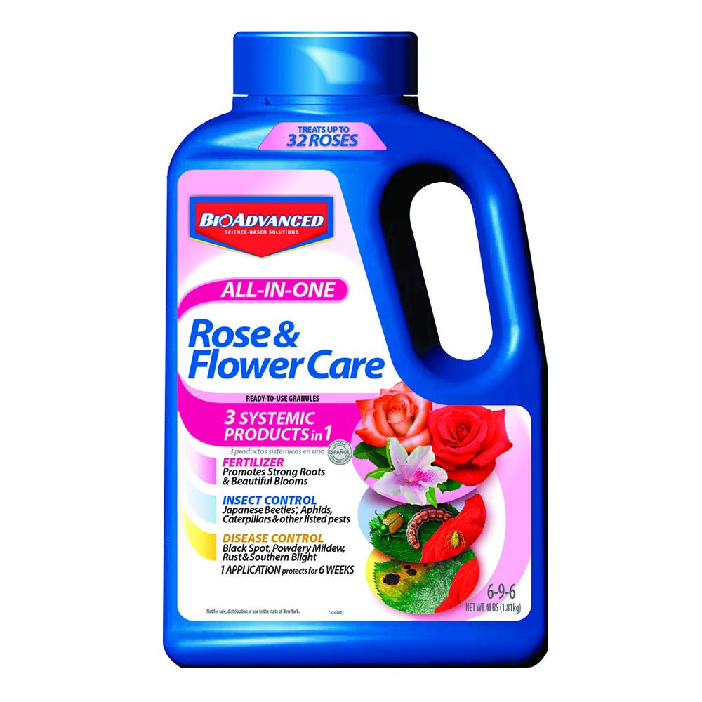 BioAdvanced 70111A All-in-One Rose and Flower Care, Fertilizer, Insect Control and Disease Control, Granules, 4 lb