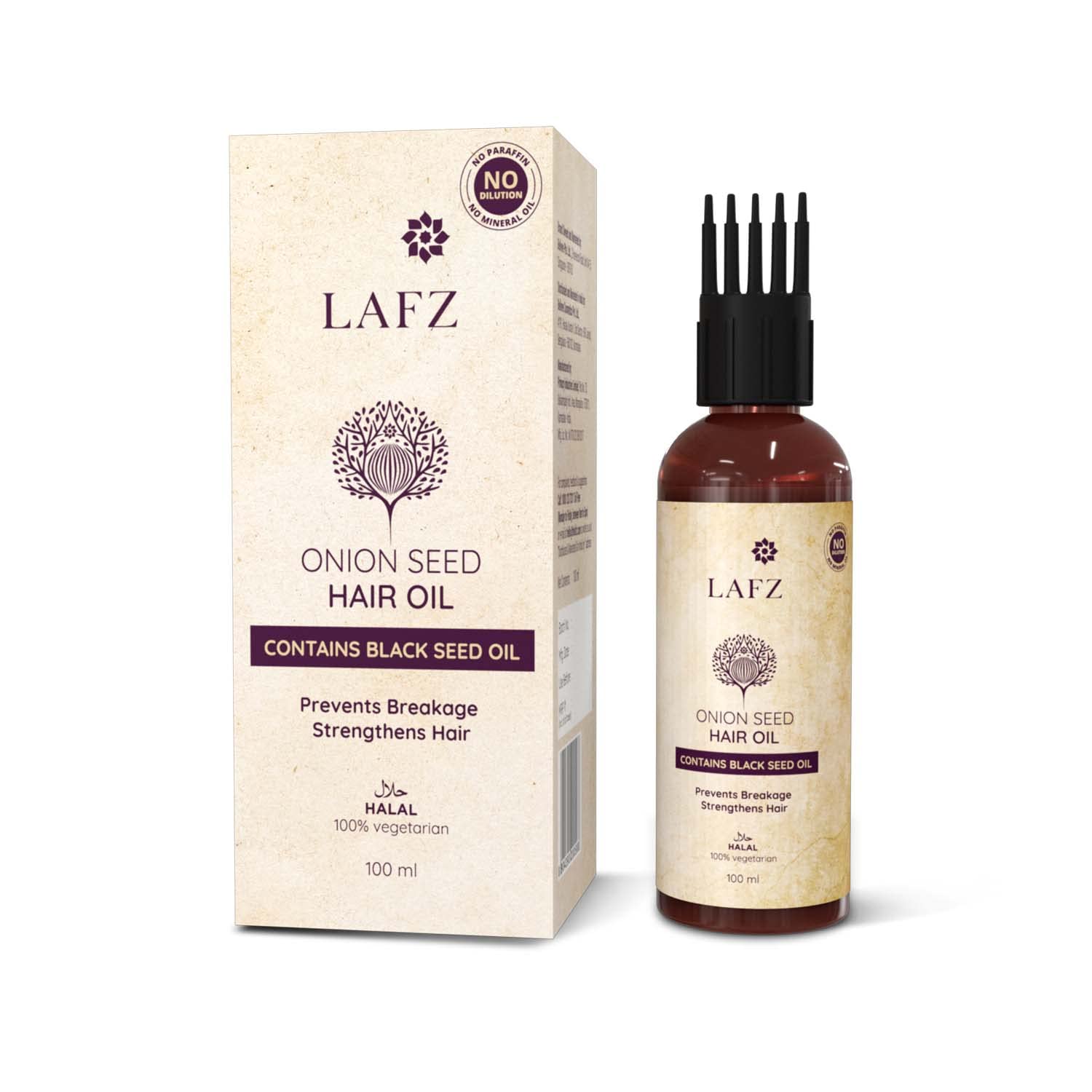 LAFZOnion Seed Hair Oil, Transform dull & weak hair Increases scalp and hair fall and breakage Lightweight oil for Men & Women, Halal & Vegan (Hair oil)