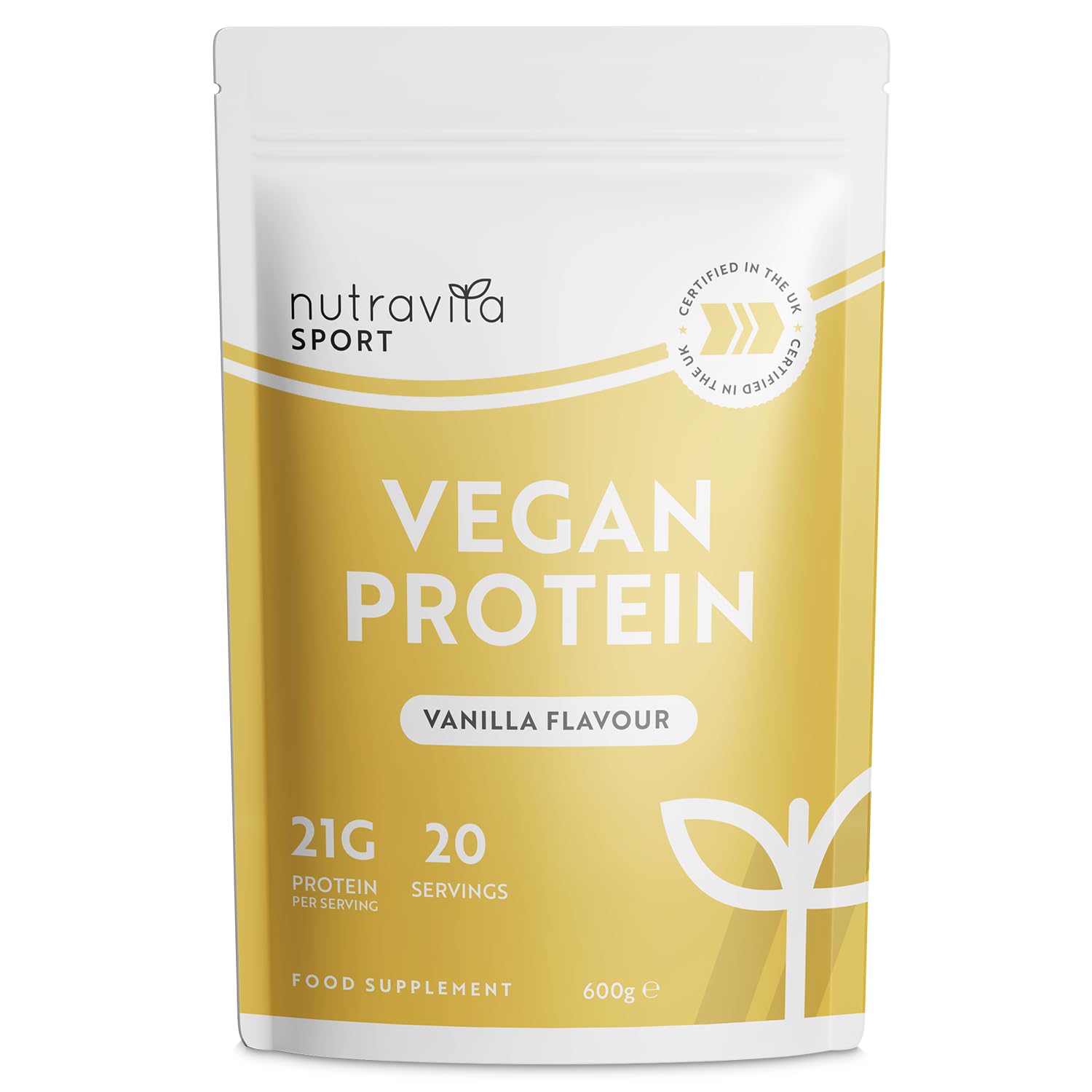 Vegan Protein Powder (20 Servings | 21g Protein) - Vanilla Flavour Protein Shakes - High Protein Muscle Building Powder with Essential Amino Acids - Vegan Protein Powders 600g - Made in UK - Nutravita