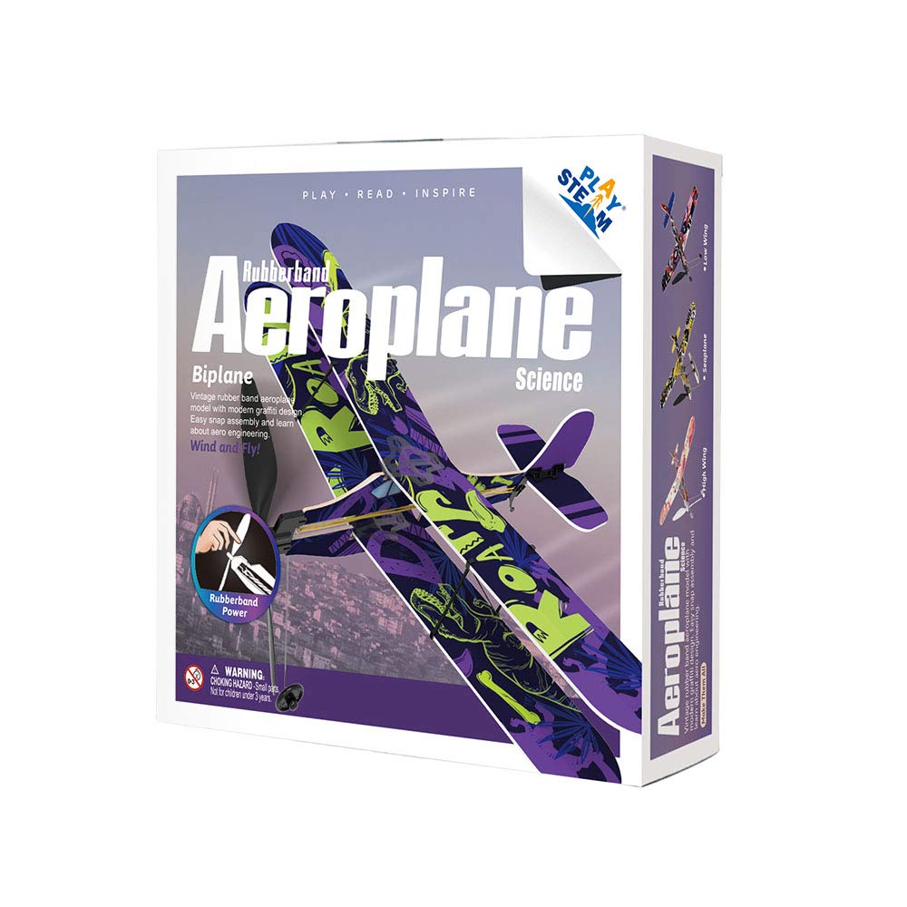 PLAYSTEM Rubber Band Aeroplane Biplane STEM Kit